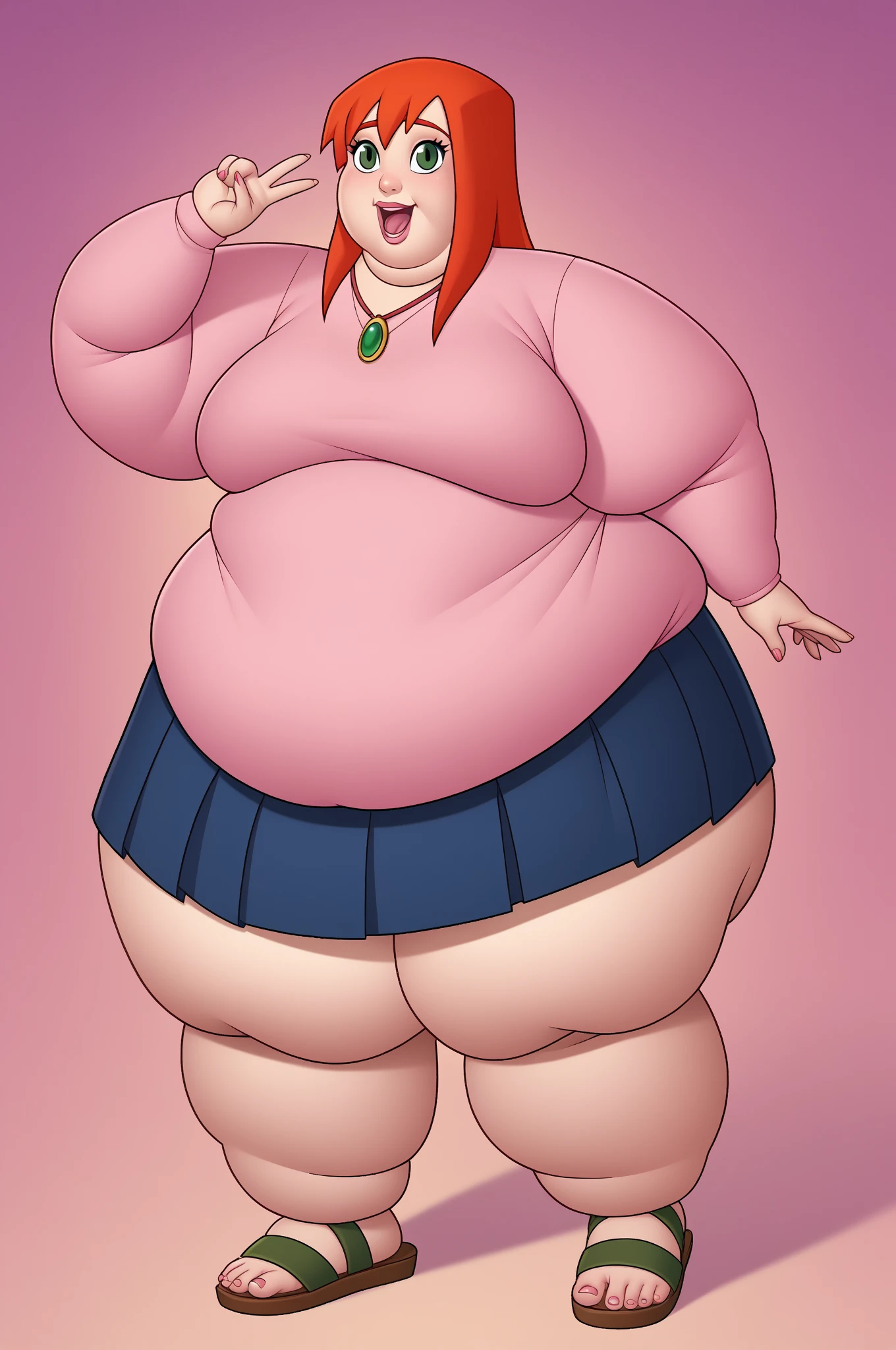 Fat obese sssbbw gluttony giant big round belly high school girl