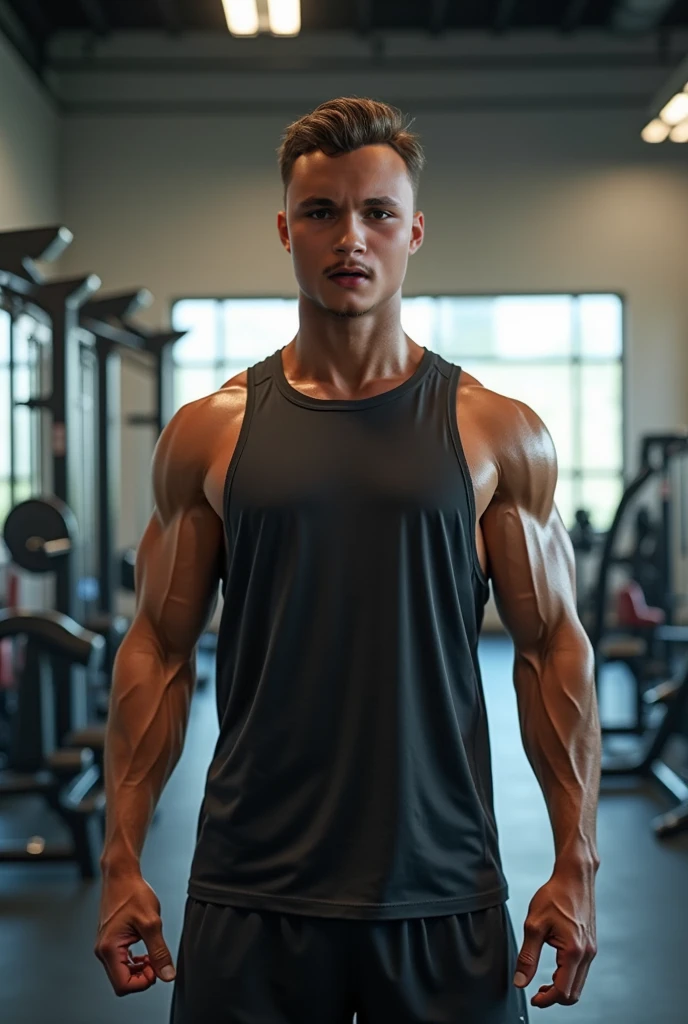 An 18-year-old boy bodybuilder, embodying the perfect fusion of Billy Magnussen and Cody Calafiore, exuding an aura of strength and confidence. Enhanced with HDR technology, this image depicts a true masterpiece.