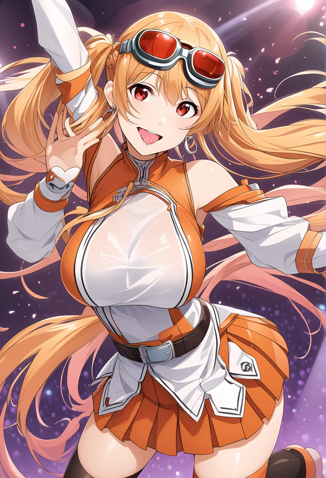 Pointing to the top right corner, outstretched arm, yelling, ((cleric)), ((breasts big))), ((Fine body)), ((Balanced Body)) ,(breasts big), ((big boobies)), (boca aberta yelling), super cleavage, ((big neckline)), facing the public, (18 years old), little clothing, work of art, 8k, model face, perfect hand, aiming, only the index finger raised, other fingers closed, sem logo, no back ground, optimus prime helmet, super detailed image, light effects, 3dcg, longye hair, ((Arched body)), ((yelling como se estivesse atacando)), ((only index finger extended), (before he showed up), ((mecha headgear)), ((super sexy)), long hair flowing, hair blue, Arched body, sexy arched pose, breasts forward, 