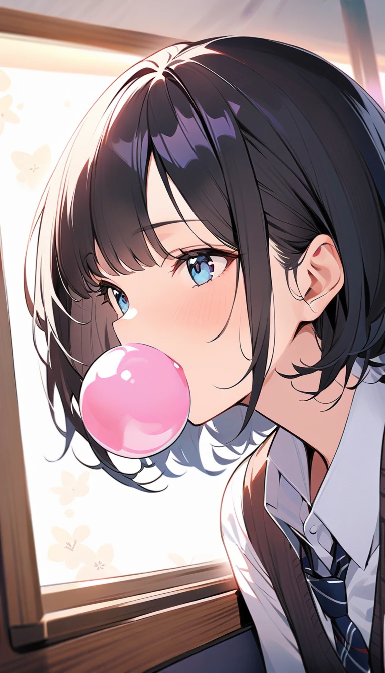 1boy,1woman,mature woman holding boy's penis,blowjob,woman,black hair,face focus,look up,sweaty,bukkake on face,naughty bunny costume,at nightclub,cum,detailed skin,no bangs,(blushed and happy),shaking effect,short hair,looking up,teary eyes,excessive cum in mouth,bukkake,cum on mouth
