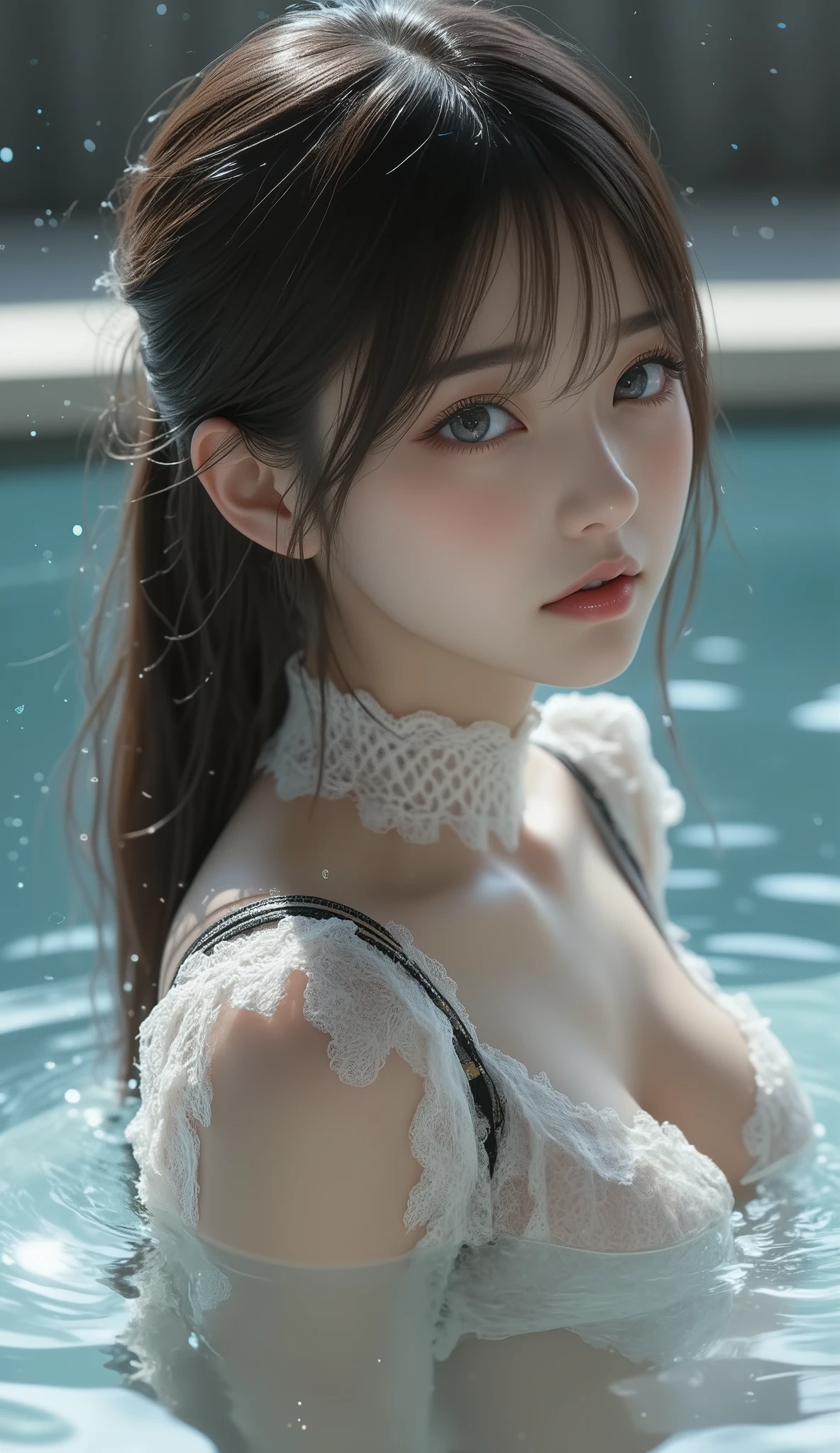 nude,underwear,全naked,Cool woman,sharp,boyish,The forehead is visible,Married women,whole body,people物肖像,short hair,short hair,Very short hair,thin,thin,Wet,naked,skin,,skin露出,Black Hair,Small breasts,Small breasts,Hair tied up,Tie up、１people, top view
