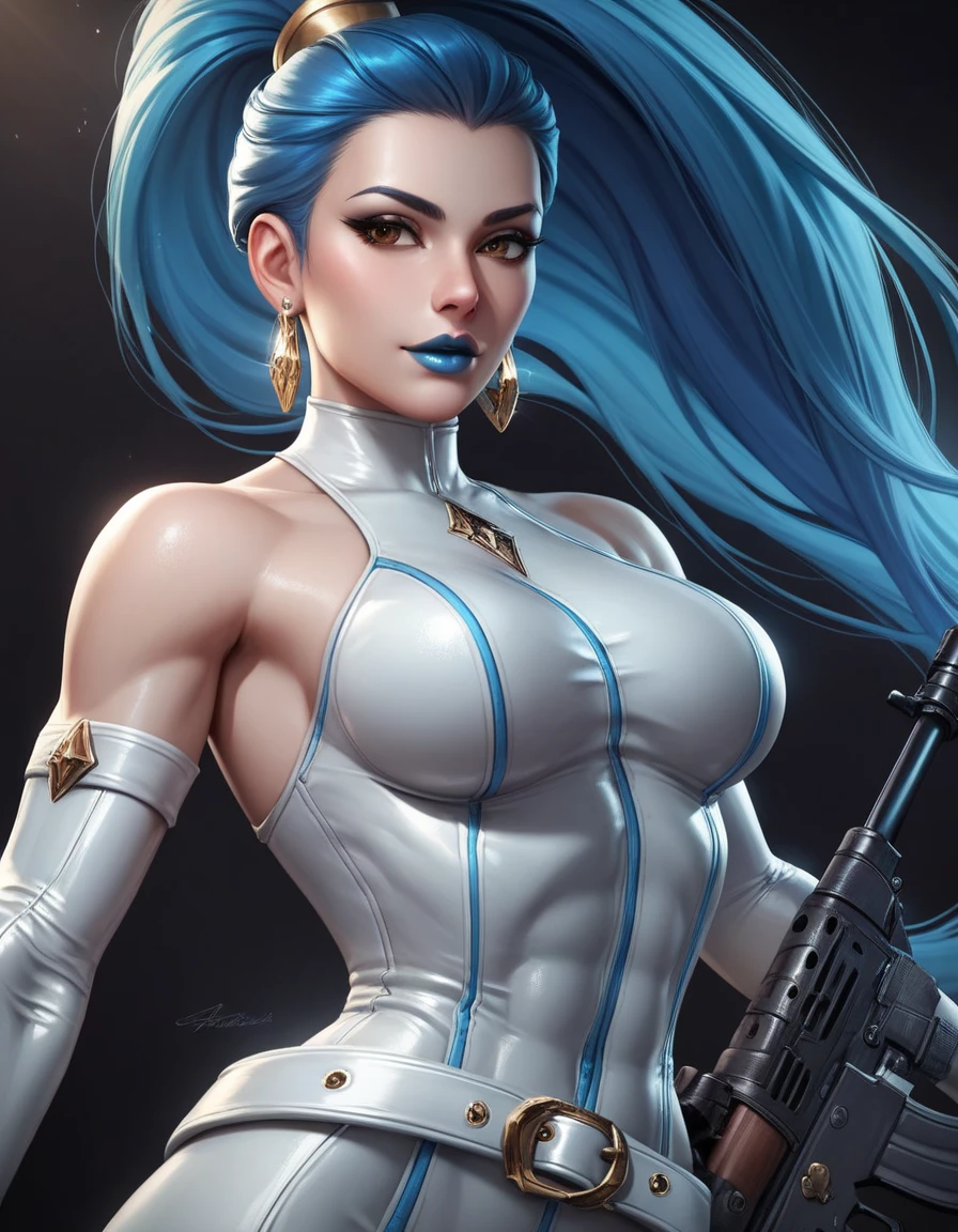 woman, solo, light blue hair, blue eyes, samurai, 
([Natalie Portman|Blake Lively|Kristin Kreuk]:0.85), middle shot, ( [owler style|thepit style]:0.9), funkyhat headgear,
schematic, [humble breast]
masterpiece, professional, high quality, beautiful, amazing, art deco, zbrushcentral, Panties, big hair, 
masterpiece, highres,  4k, detailed background, abrasive, (stimulating:0.8), by Rockwell Kent, by Don Maitz, <lora:funkyhat_v2:1>
