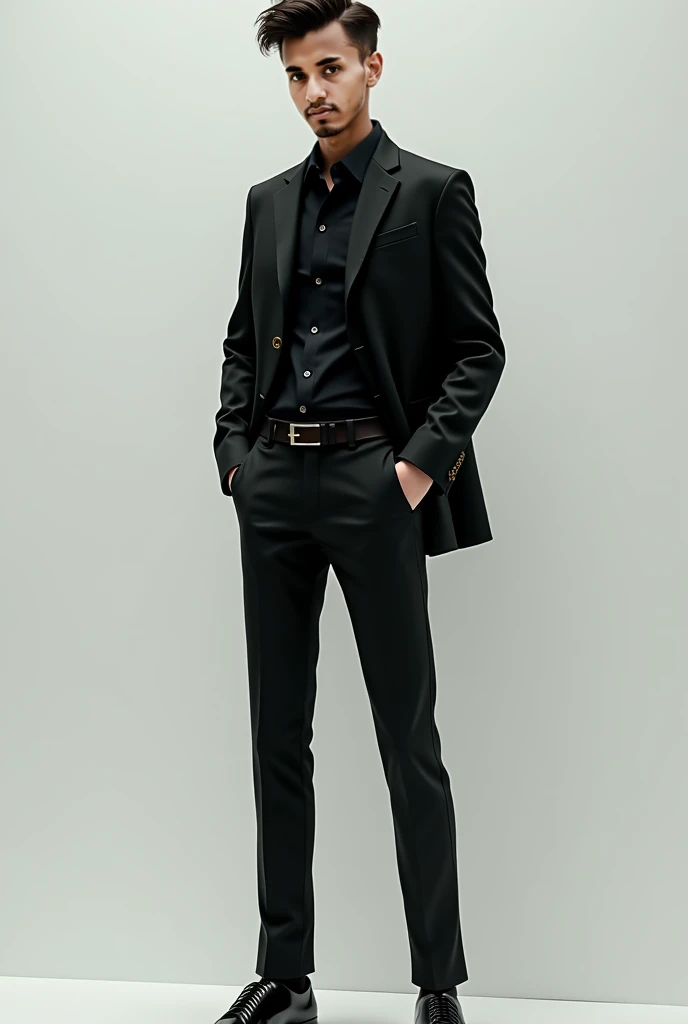 chang dress black shirt, pant & shoe, skinny boy