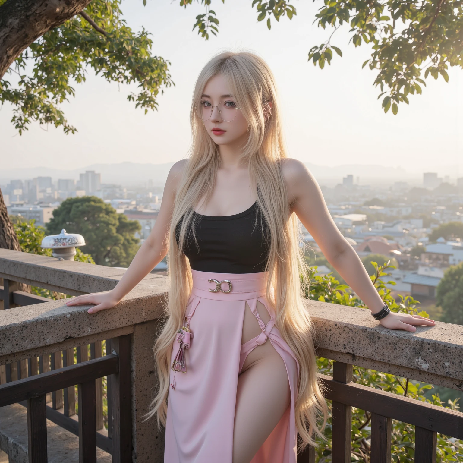 (8K, Masterpiece, RAW photo, Best quality, detail:1.3), (ultra realistic:1.4, scenary, 8K), Depth of field, Cinematic light, (ultra realistic face), (1 solo girl:1.6), (Beautiful and elegant girl), (tight red miniskirt:1.4), (perfec eyes:1.1), (European perfect face:1.5), (full body:1.6), (miniTop :1.5), (small necklace, collarbone), (ultra detailed skin:1.2), (complete standing pose:1.2), (ultra realistic pale skin:1.3), ( Choppy Bob long hair:1.4), (back profile:1.4), (face looking at viewer:1.4), (perfect anatomy:1.5)