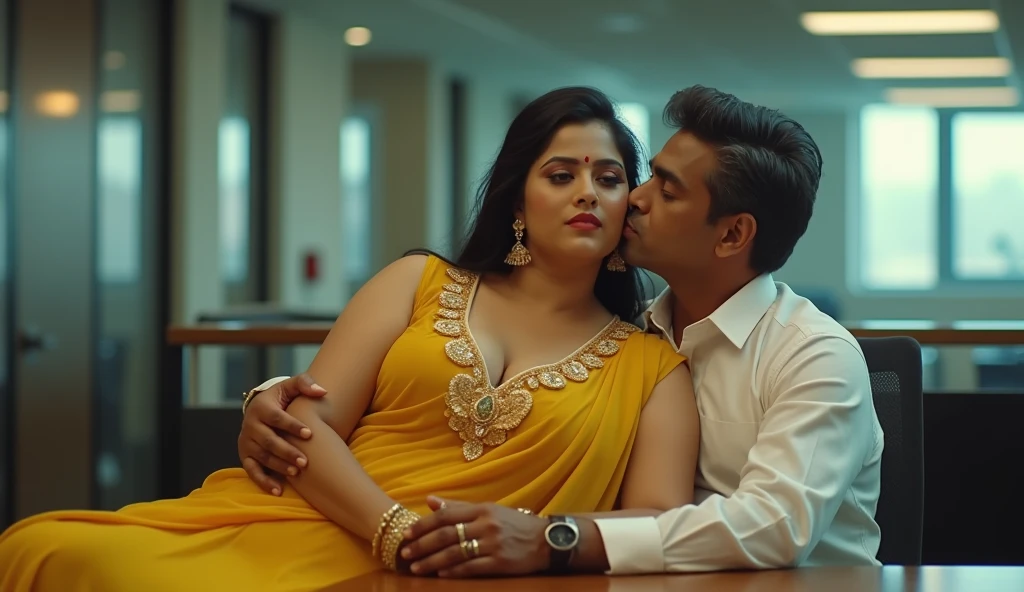 Indian bhabhi in saree hugging and kissing 25 year old brother in law and romancing with him in store room