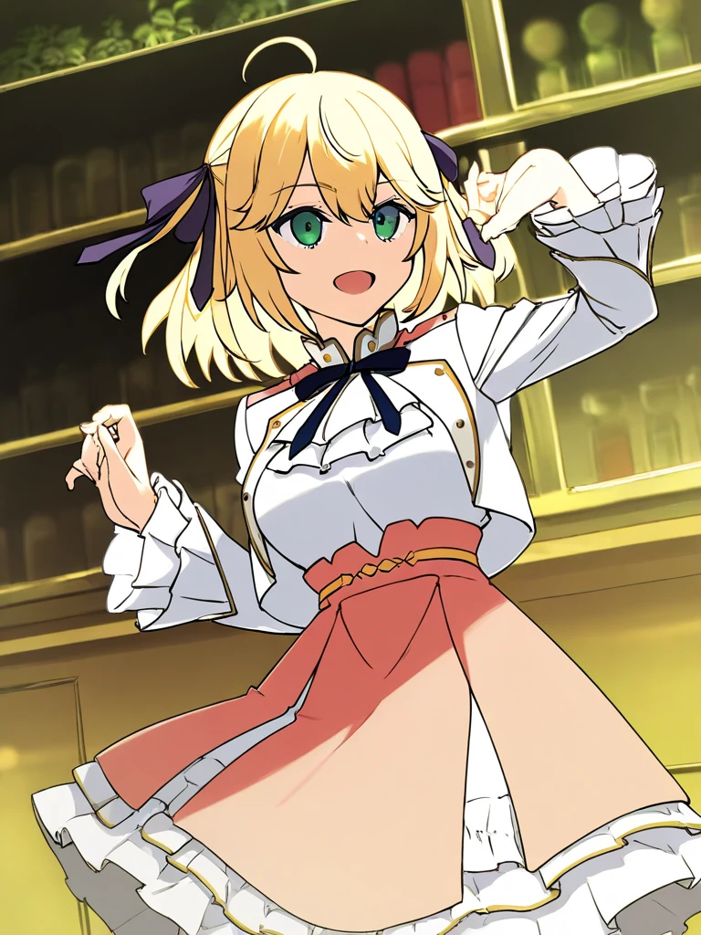 karate、dojo、The gi is exposed、are fighting、The chest is fluttering、Bra is slightly visible、I can see the cleavage、I can see your chest、I can see the side、Pink Hair、Medium Hair、Black ribbon