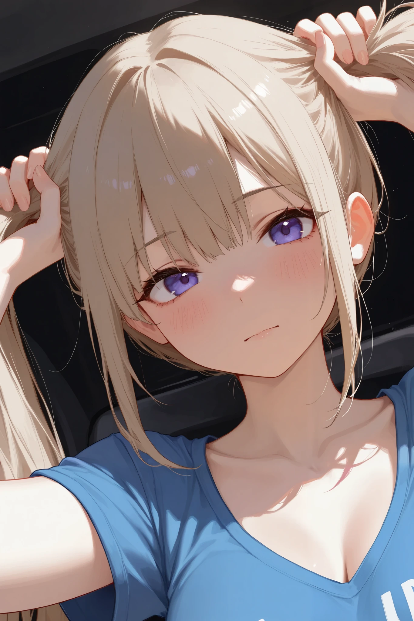 1girl, bunching hair,hands up, silky delicate hair, ray tracing, UHD, retina, masterpiece, accurate, anatomically correct, textured skin, super detail, high details, high quality,best quality, highres, 1080P, HD, 16k