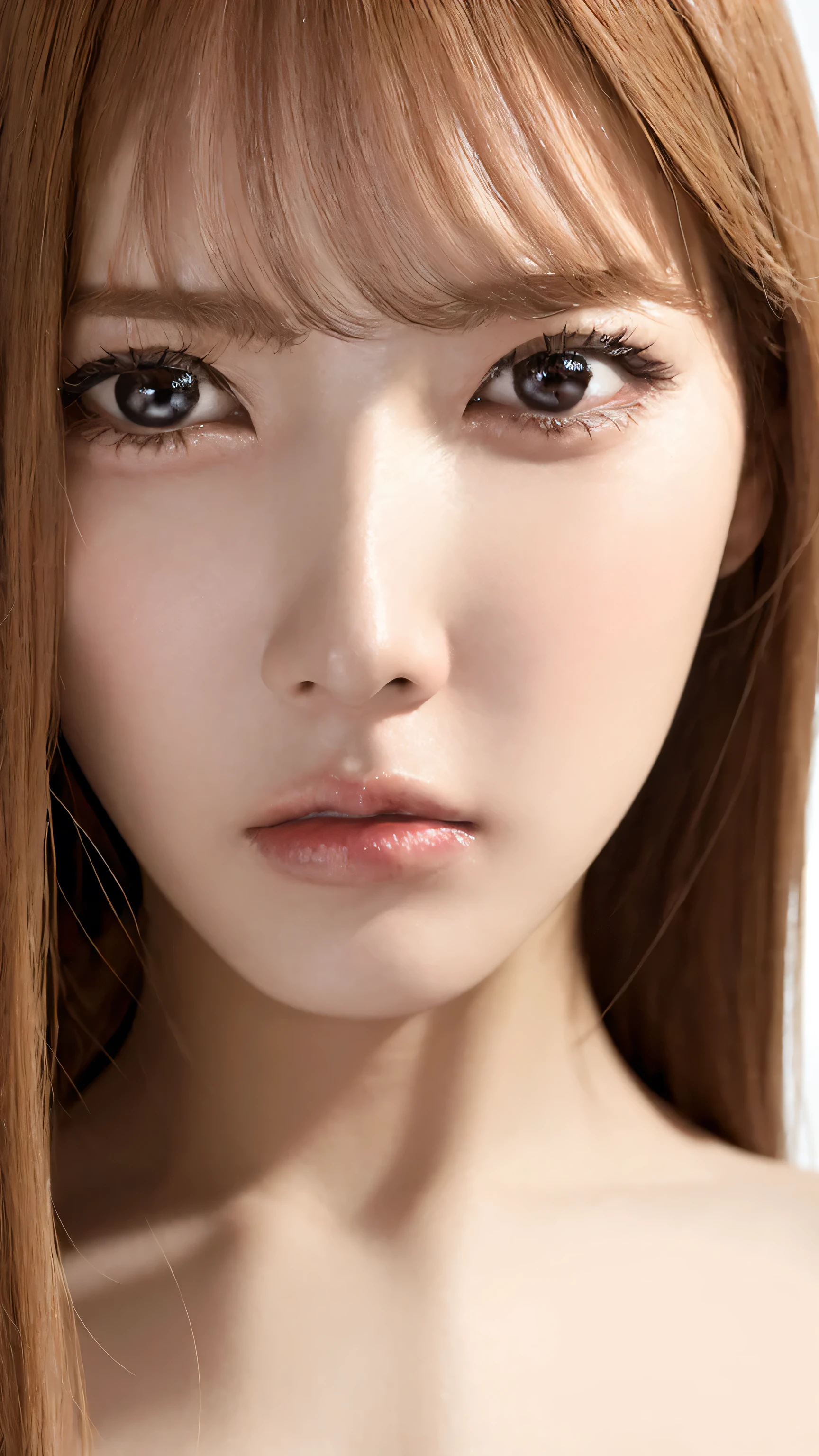 Cold Stare、Face zoom for the entire face、 high quality close-up 、 Face Up 、 VERY REALISTIC SKIN 、 Very Well-Faced Woman 、 4 angry women 、 An angry raised eyebrow 、 she's staring into our eyes 、 Very angry look 、 、 completely naked、 、I'm naked 。 . . The background is simple , face up from the front