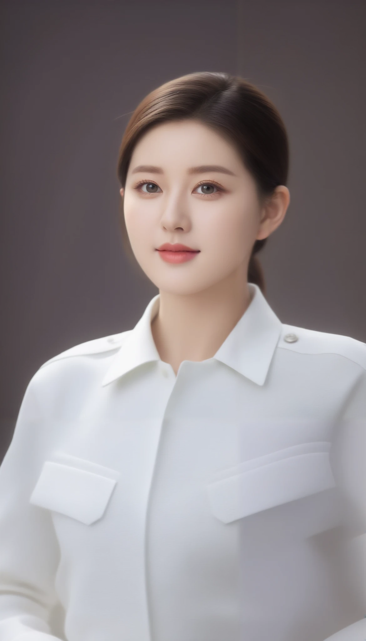 8k, Ultra-high resolution, Highest quality, masterpiece, using the rule of thirds, surreal, photograph, 1 girl, (:1.3), pretty girl, Cute face, Beautiful eyes in every detail, in detail,masterpiece,One Girl:1.2, Japan Female Announcer,Tabletop,glare,Black Hair,Slicked back hair,blazer uniform,White collared blouse,The chest buttons are open,Sharp focus、Perfect dynamic composition、Beautiful and detailed、Thin Hair、Realistic skin texture with attention to detail、smile、Close-up portrait、Model Body Type,Looking at the audience、beauty,Long neck、(((Ideal body type))),A-cup small breasts :2,、Portraiture:2、Perfect Anatomy、detailed、detailed、 surreal、Light and shadow,Strong light