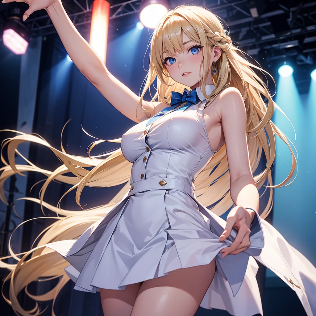 アニメ、One beautiful blonde girl、red-eyed、doress、ballet