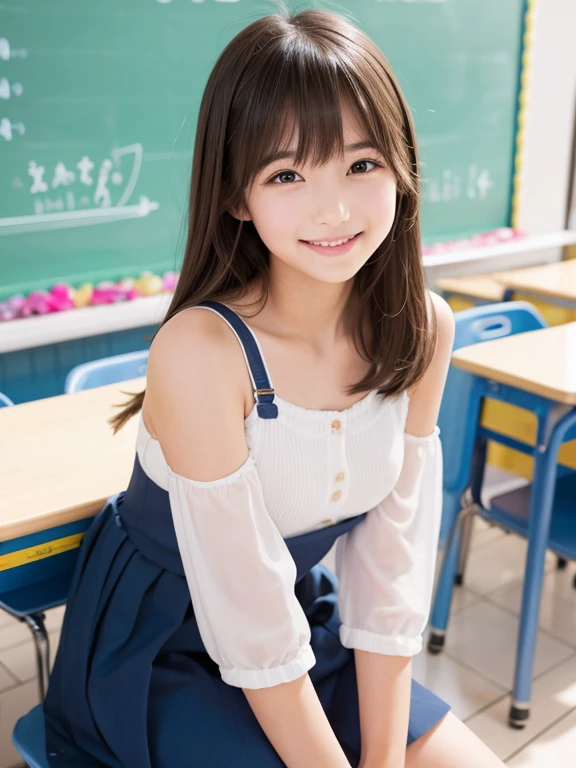 (masterpiece, highest quality:1.2), Hwa Yun Sun 1.0, 8K, young beautiful curvy filipina girl, 85mm,Official AR RAW photo, baby face、show me your ears、photo shoot, cute face, thicc thighs, After school classroom, looking at the viewer, embarrassing、smile、no makeup, film grain, chromatic aberration, sharp focus, face light, clear lighting, detailed baby face, background bokeh, clothes with short sleeves, seductive dress