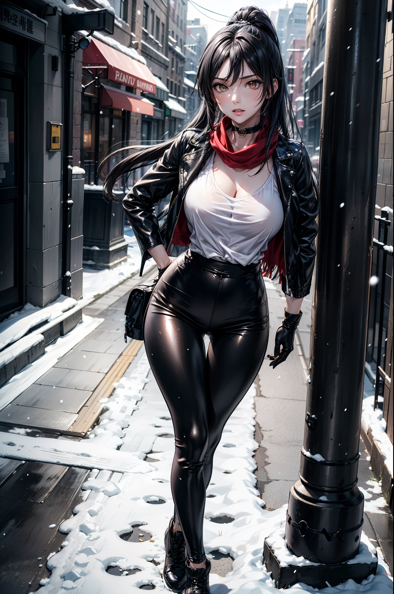1girl, solo, (((full body))), masterpiece, (high detail:1 1), Rough face, Natural skin, high quality, NSFW, Hinata Hyunga，(French braid hair), (((very long hair))), long detailed hair, white eyes，(arm behind head:1.5)，( smile:1.2），Face blush，Sexy figure, perfect bodies, beautiful eyes, (Detailed face and eyes), (face: 1 2), voices, Extra, real photo, ... ... ........... PSD, sharp focus, contrast lighting, Delicate skin, High definition 8K, incredible details, realistic, professional photo shooting, 8K UHD, SLR camera, soft lighting , high high quality, film grain, Fujifilm XT3, magic, particle FX, (((tight body suit, tight black pants))), in the forest, dark forest, horror forest, cherry blossom petals, looking at viewer, (((Show cameltoe))), (((black boots))), (snow), (gloves), (((standing full body))), (((bright day)))

