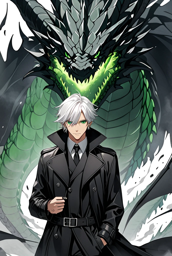 ((pastel color)), anime man in brown suit stand in middle, dark demons, grey demons, dragon teeth, dragon scales, tunnel background, anime style, comic book cover, (masterpiece:1.5), (intricate detail:1.5), (anime style:1.5)