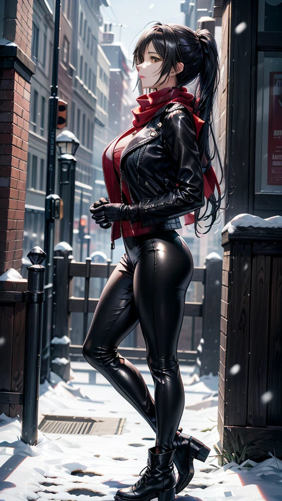 (32k, High resolution, highest quality, masterpiece, 超High resolution), (((Giantess Elements, Typhoon heavy rain))), From above, Perfect dynamic composition:1.0, ((night, In a ruined metropolis just feet high)), (Expressions of sadness:0.7), Highly detailed skin and facial textures:1.2, (Holding a rifle:1.5, Towering Giant Young Woman:1.0, taller than a skyscraper:1.0, 400,000 feet high:1.5, Incredibly slim body:1.0), Fair skin, Sexy beauty, Very beautiful face, Water droplets on the skin, (The rain drips down on my body:0.5, Wet body:0.5, Wet Hair:0.5), ((Red Leather Jacket:1.0, Tight black leather pants:1.0)), Shapely breasts, Chest gap, Big eyes that exude beautiful eroticism, Lips that exude beautiful eroticism, necklace, Earrings, bracelet, wedding ring, ribbon, High heels, Full body portrait, ((A ruined world, ruins, Burning metropolis, Major impact, Emphasizing the majesty and power of giants, Increase the destructive element, Lower the building, Making cities smaller))