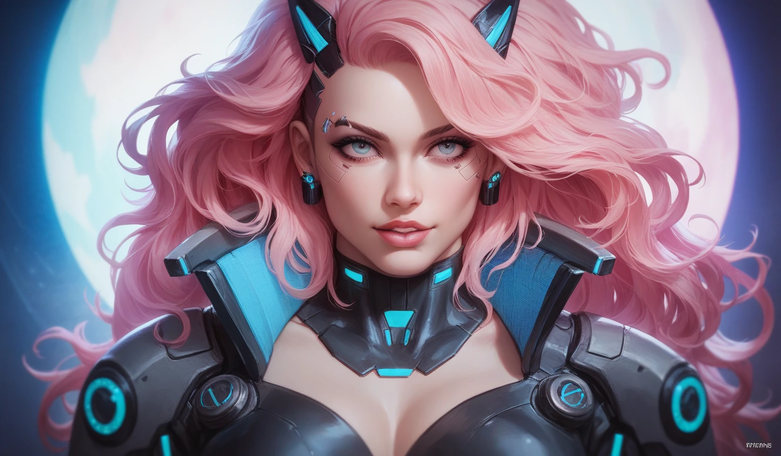 woman,robot ,woman,robot cyborg mech, Pink Hair, cyber punk:0.35, Perfect lighting, Perfect Shading, detailed, Complex, (Perfect body), Beautiful Face, Flowing Hair, ((whole body)), Realistic:1.35, Mature Adult:1.4,