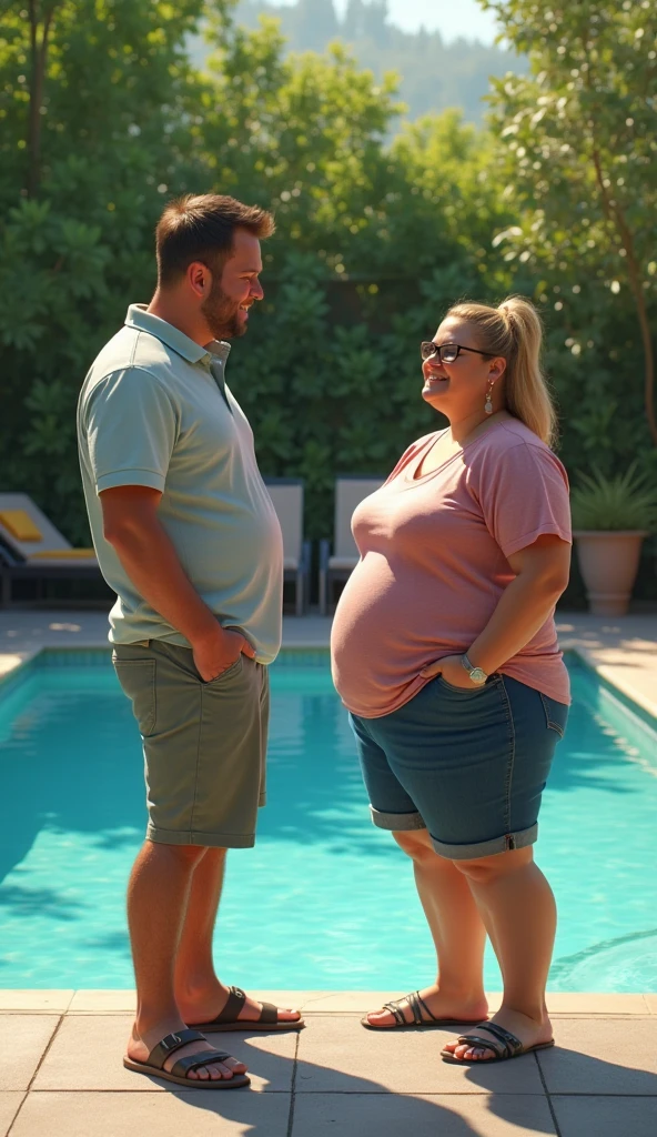 Fat yellow-haired woman sitting on a man's face