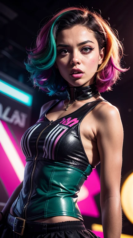 <lora:Polina_Maksimova:0.95> a sexual pink, wears a pastel costume, in the style of anaglyph filter, patrick nagel, rainbowcore, robotic expressionism, perry rhodan, john trumbull, cyberpunk, (masterpiece:1.5) (photorealistic:1.1) (bokeh) (best quality) (detailed) (intricate) (8k) (HDR) (wallpaper) (cinematic lighting) (sharp focus on eyes) (skin texture:1.2)