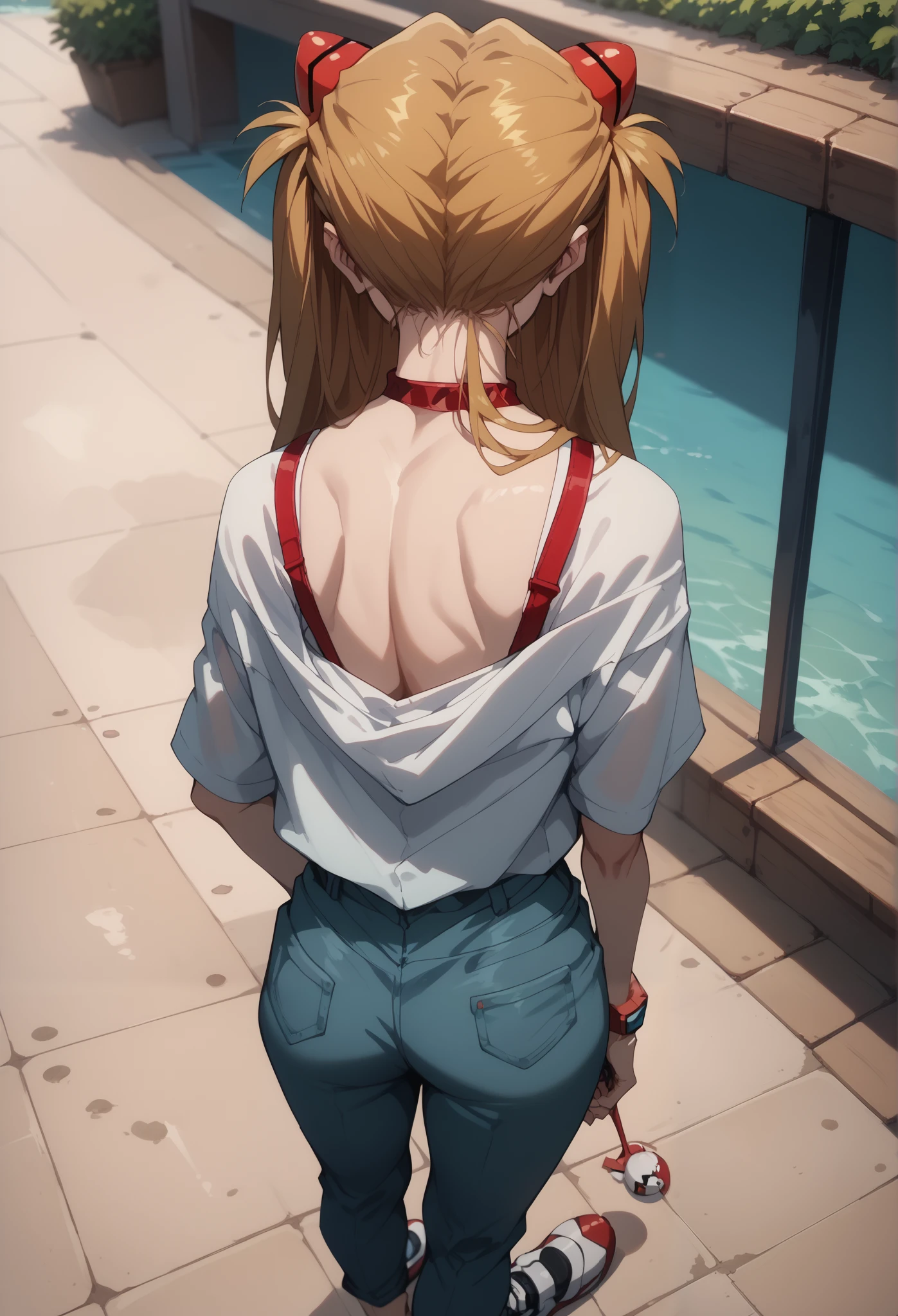  Soryu Asuka Langley、Back view、Bird&#39;s-eye view