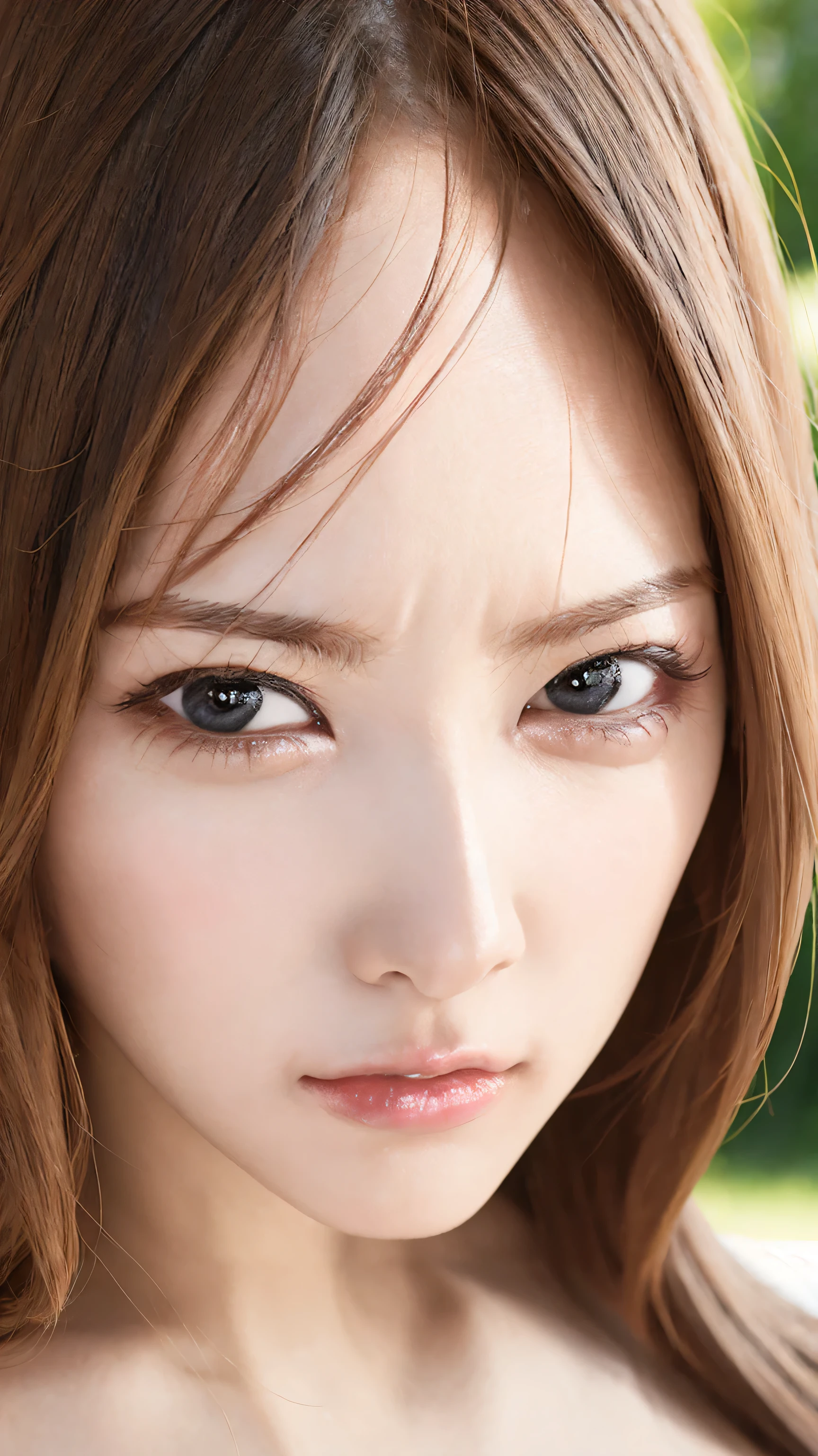 Her cold gaze、Face zoom for the entire face、There are no problems with firm facial parts。 high quality close-up 、 Face Up 、 VERY REALISTIC SKIN 、 Very Well-Faced Woman 、 4 angry women 、 An angry raised eyebrow 、 She's staring into our eyes 、 Very angry look 、 、 completely 、 、I'm 。 . . The background is simple , face up from the front