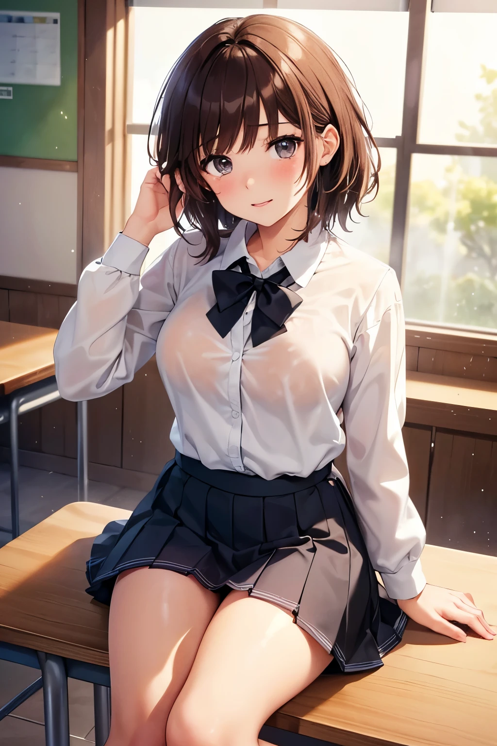 (( girl))、 shiny brown hair , ( beautiful茶色の目、輝く目fine grain)、 crying face、超fine grain、High quality face, Very fine grain,cowboy shot、 girl, Like, evening,
(( top quality, 8k, Masterpiece: 1.3)),
beauty, Hide your face, 1 girl, beautiful: 1.3,
school uniform, short , ( in the classroom ),
High quality face, detailed lips , fine grain, double eyelid, がI was showered with sexual fluid by a pervert後, gets wet, short hair,Being sexually abused, I was showered with sexual fluid by a pervert ,Open your heart, Sitting,