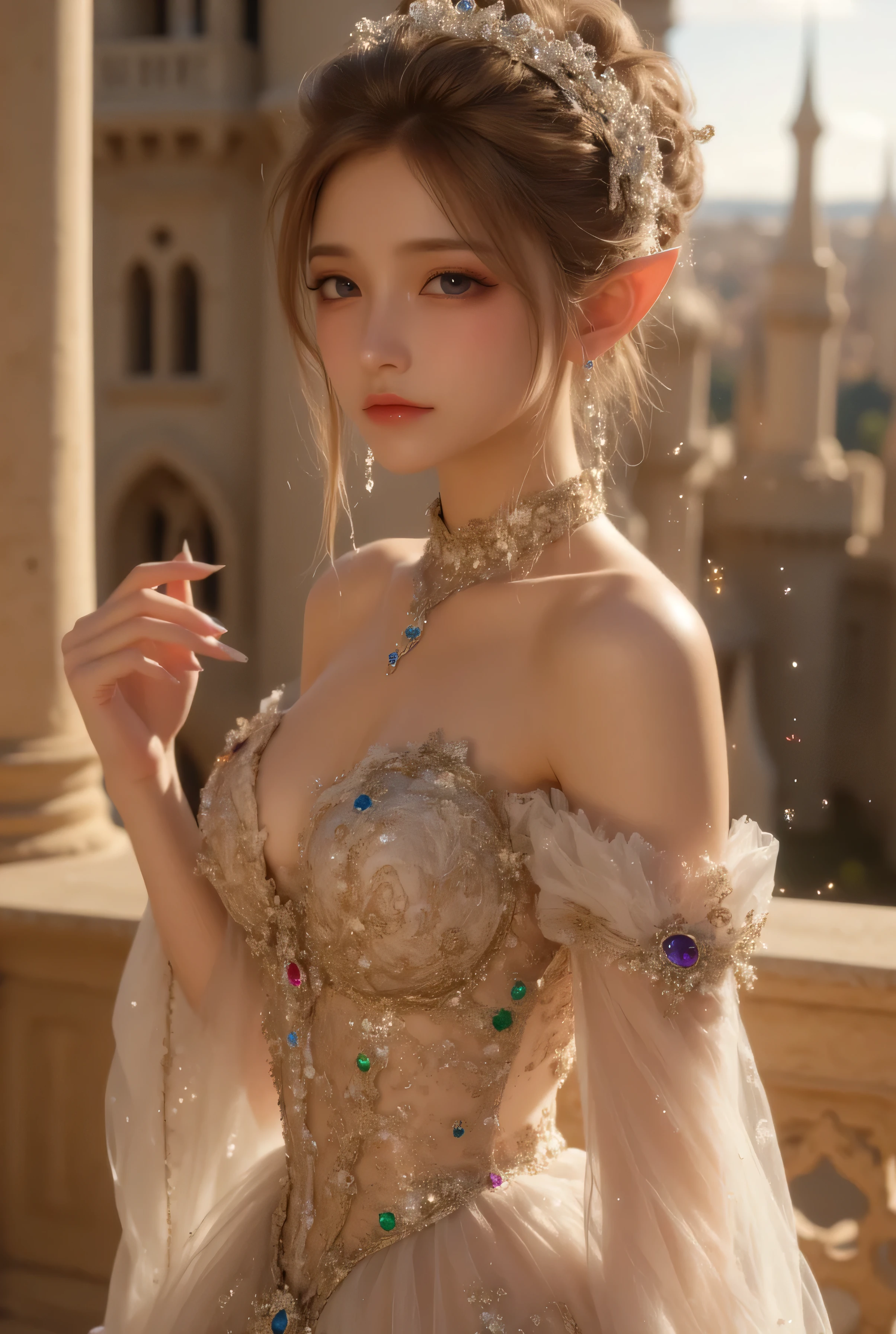 nsfw, sexy stylish Thai model, only 1 female, ((doll-like appearance)), short Mahogany stylish hair, ((shiny Victorian-Style boots)), (big smile), ultra detailed eyes, vivid eye makeup, lip-gloss, long lashes, defined eyebrows, ((sexy Paradise Kiss cosplay)), bell-shaped skirt, petticoats, high neckline, puffed sleeves, ((ultra detailed lace)), ((ultra detailed embroidery)), intricate details, Paradise Kiss accessoires and matching headpiece, choker, ((large sparkling Paradise Kiss jewelry)), cinematic light, detailed large park background with trees