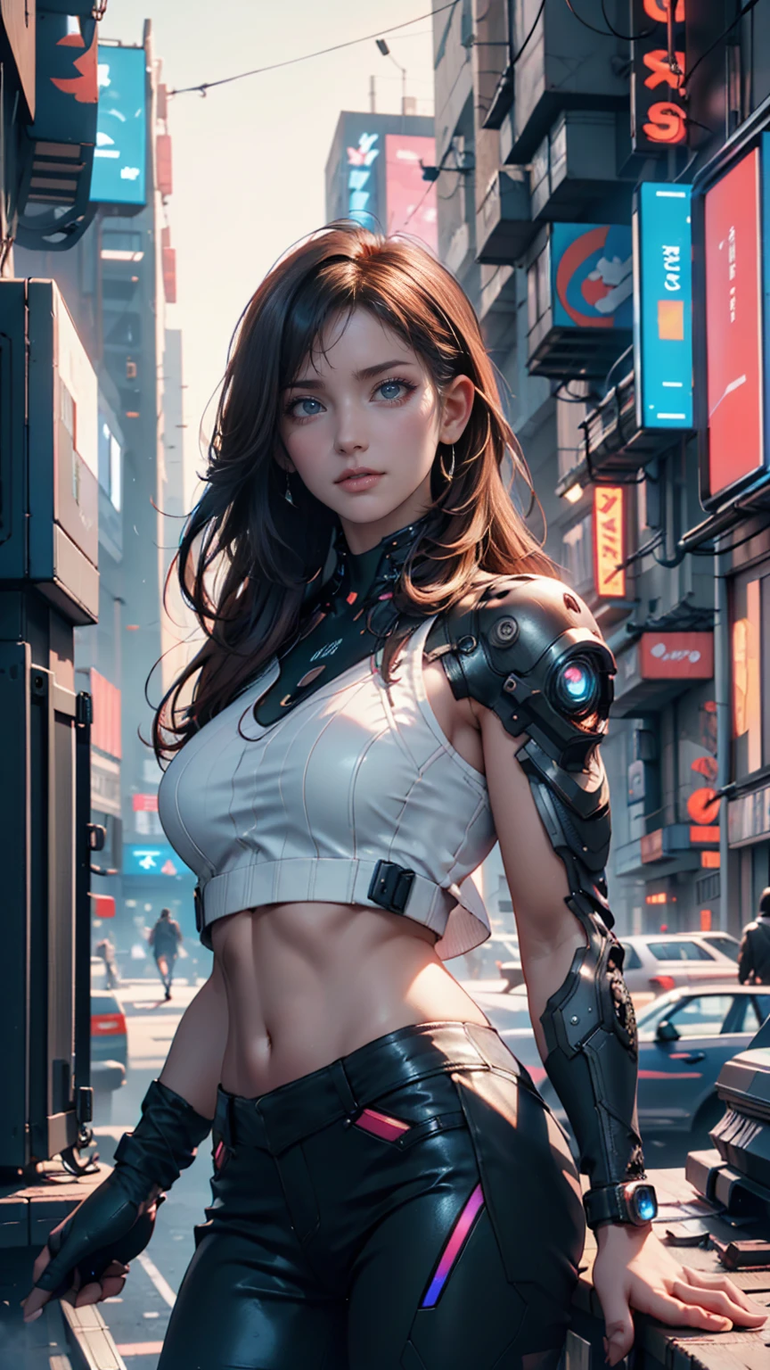 cyber punk Girl,(top-quality、8K、32K、masterpiece、nffsw:1.3)、(The ultra -The high-definition)、(Photorealsitic:1.4)、Raw photography、The upper part of the body,Charming perfect figure,actionpose:1.2,Detailed cyberpunk fashion、World of Cyberpunk,depth of fields,blurry backround,、