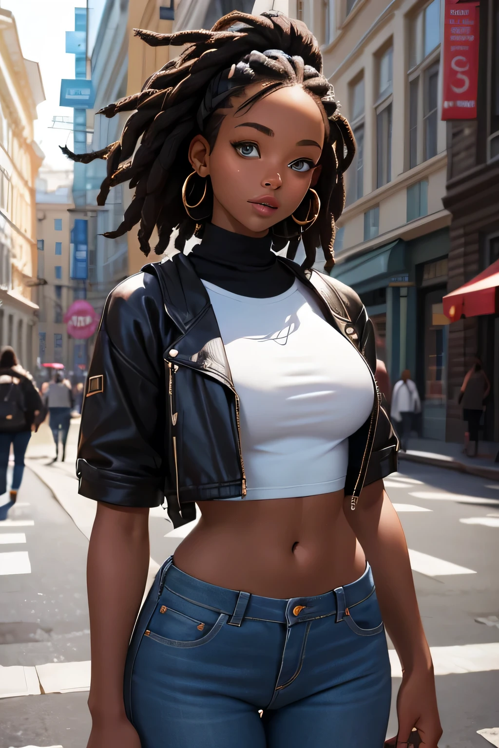 maquiagem, cabelo afro grande, Lips are soft or colored, fundo preto simples, minimalismo, monotonous, paletas de cores vivas, limpo, Crisp drawings, silhuetas fluidas, streetwear, streetwear pants, camisas e blusas, asymmetric, geometric, Simple and minimalist accessories, Designs diferentes, silhuetas simples, estilo de rua, moda urbana, fundo liso, simple lighting, moda moda urbana, folha de modelo
