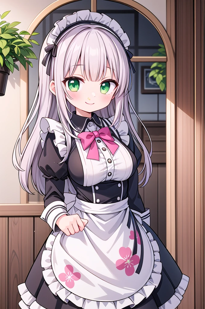 highest quality、masterpiece、((1 girl))、((smile))、(blush:1.5)、black shirt、blouse、((fun!!))、(small breasts)、(Cat ear:1.3)、(silver hair)、()、((white ?????:1.5))、((maid))、((hair ornaments)),、Kamimei、look at me、 ((in house:1.5))、 Take a break to watch the audience、cowboy shot、(skirt lift:1.3),(highly detailed white panties:1.3)、(highly detailed panties:1.3)、、(スカート that rolls up:1.3)、(fully exposed panties:1.5)、light blue eyes、long hair