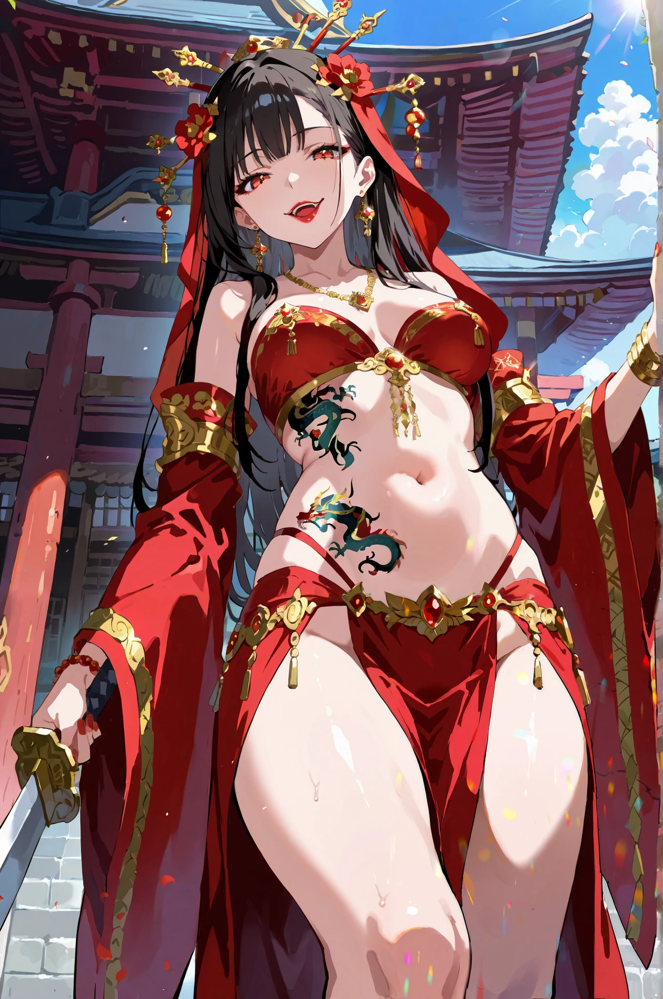 (masterpiece, highest quality: 1.2), Chinese traditional ink painting, (Ink painting of the high jagged mountains of Huangshan in China)1 girl,(Large Breasts、big 、big 房、big Tits) Exquisitely embroidered Chinese costume ,Decorative micro bikini ,(Cleavage exposure、Expose your arms、Navel exposure、Exposed thighs)Garter Stockings、 (smile), Looking at the audience,