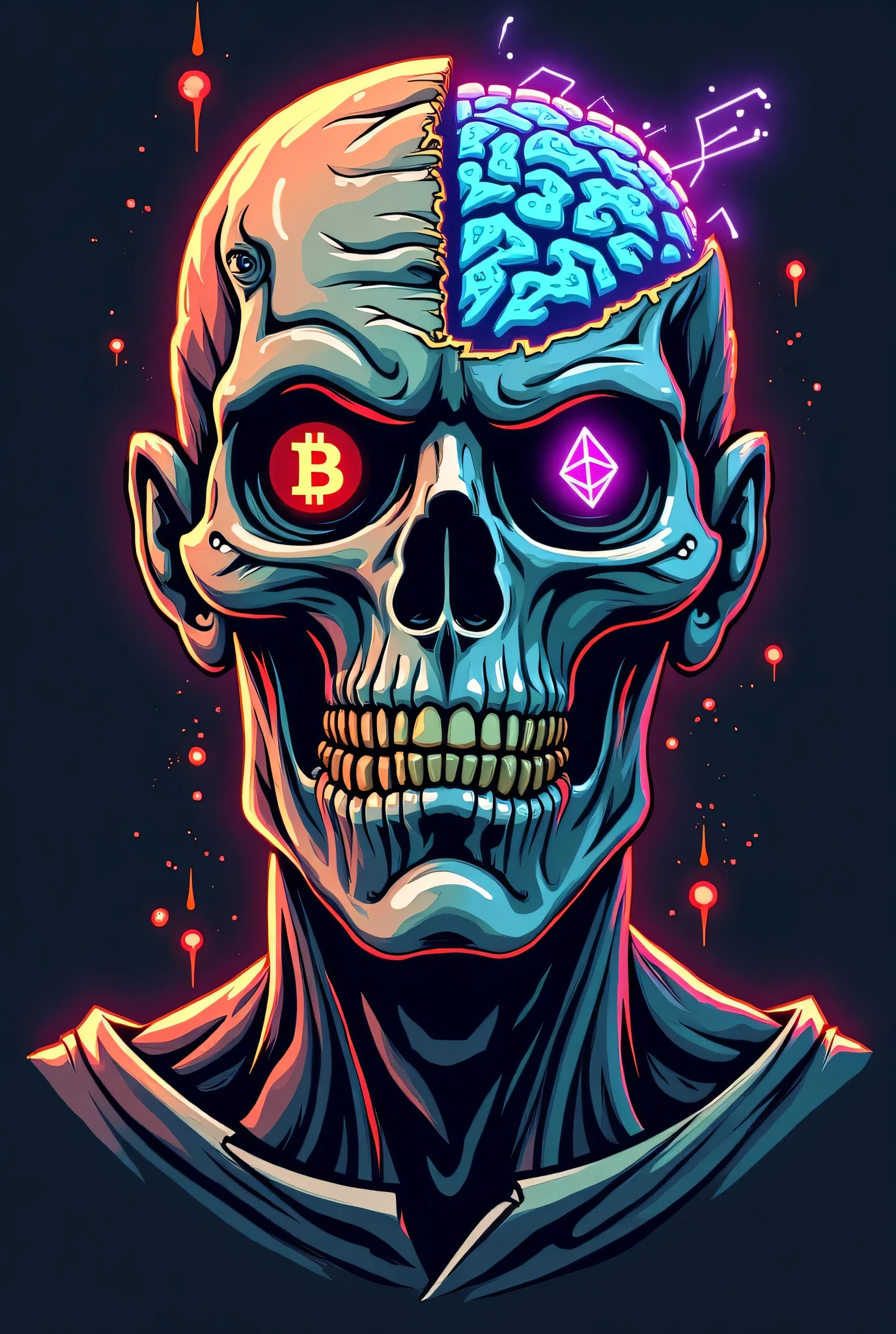 bitcoin as an evil movie villain, HDR, cinematic, chaotic