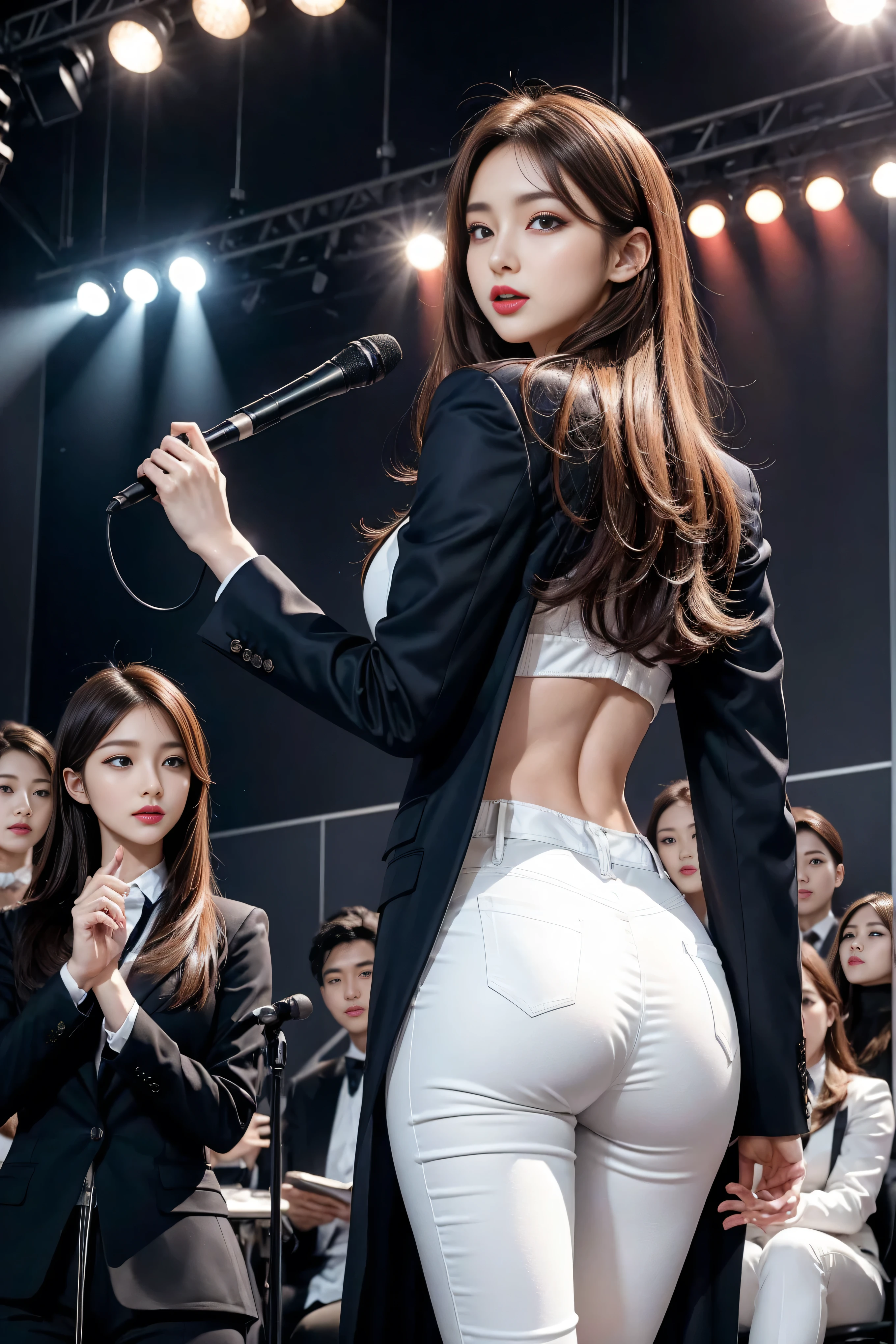 (subway stairs).perfect body.Korean woman.Korean girl group.(When you climb up the stairs, look back).Wearing a tight short skirt.
Wear clothes that show off your chest.(Men around a woman staring at her).