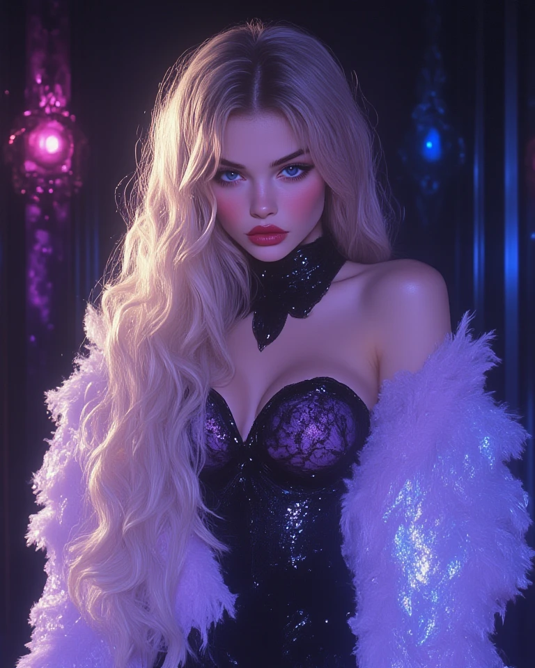 Purple photo room with black dress and woman on purple background, Sensual gloomy style, imvu, second life avatar, lacivious pose, sinister pose, Darkfay, dreamy gothic girl, gothgirl, spellcasting pose, gotik, fashionable dark witch, the witch, secondlife, ((wearing aristocrat robe)), goth vibe