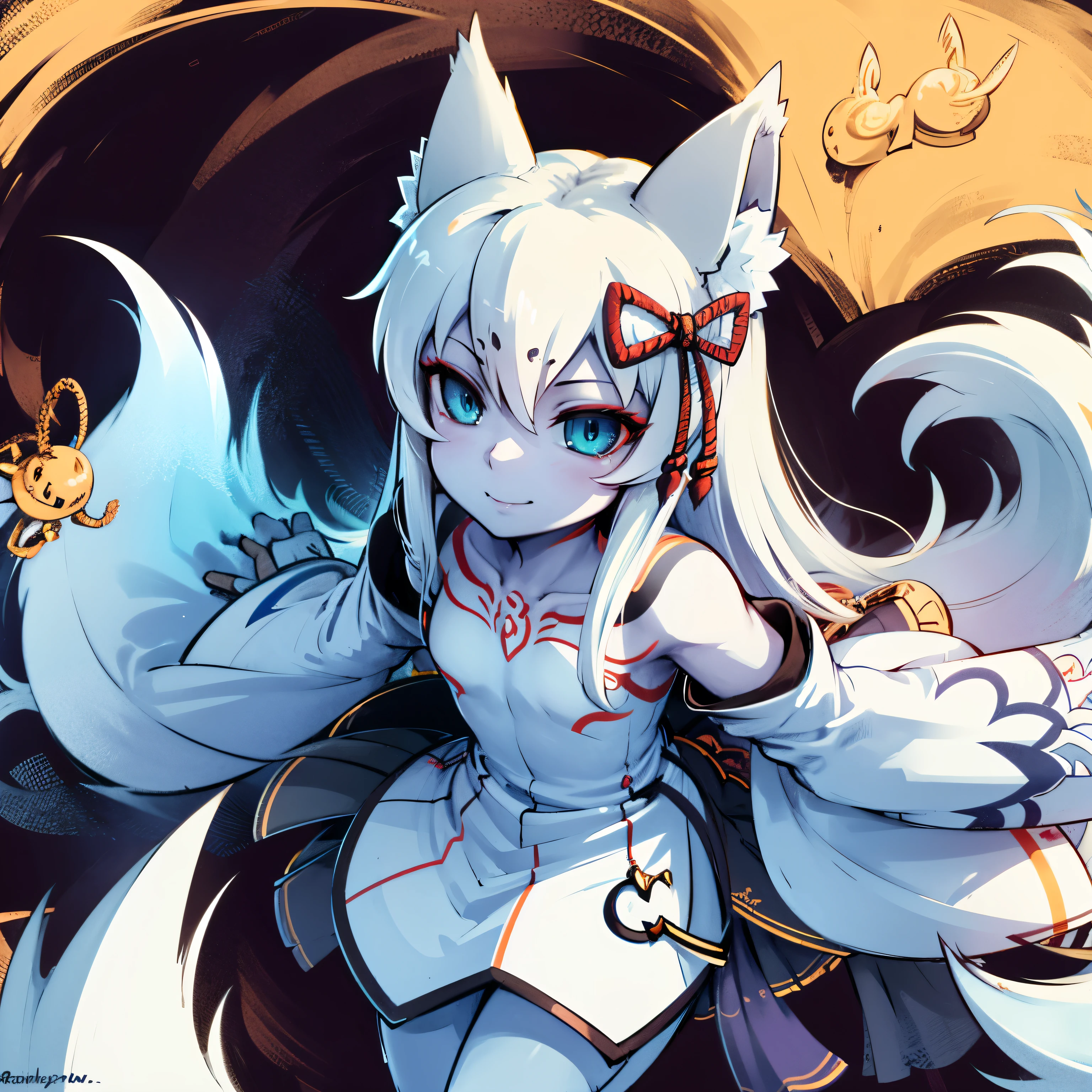 8 k, permission, High quality, high permission, better quality, best permission, absurd permission, ray tracing , highly detailed , Masterpiece , extremely detailed , white hair up to the shoulders, woman , white 2 wolf ears , age girl , slim body, white scaly dragon tail ,black boots, black leggings, school skirt, white jacket, medium chest , blue eyes drawn in detail, detailed beautiful face ,solo woman ,1 dragon tail, detailed eyes