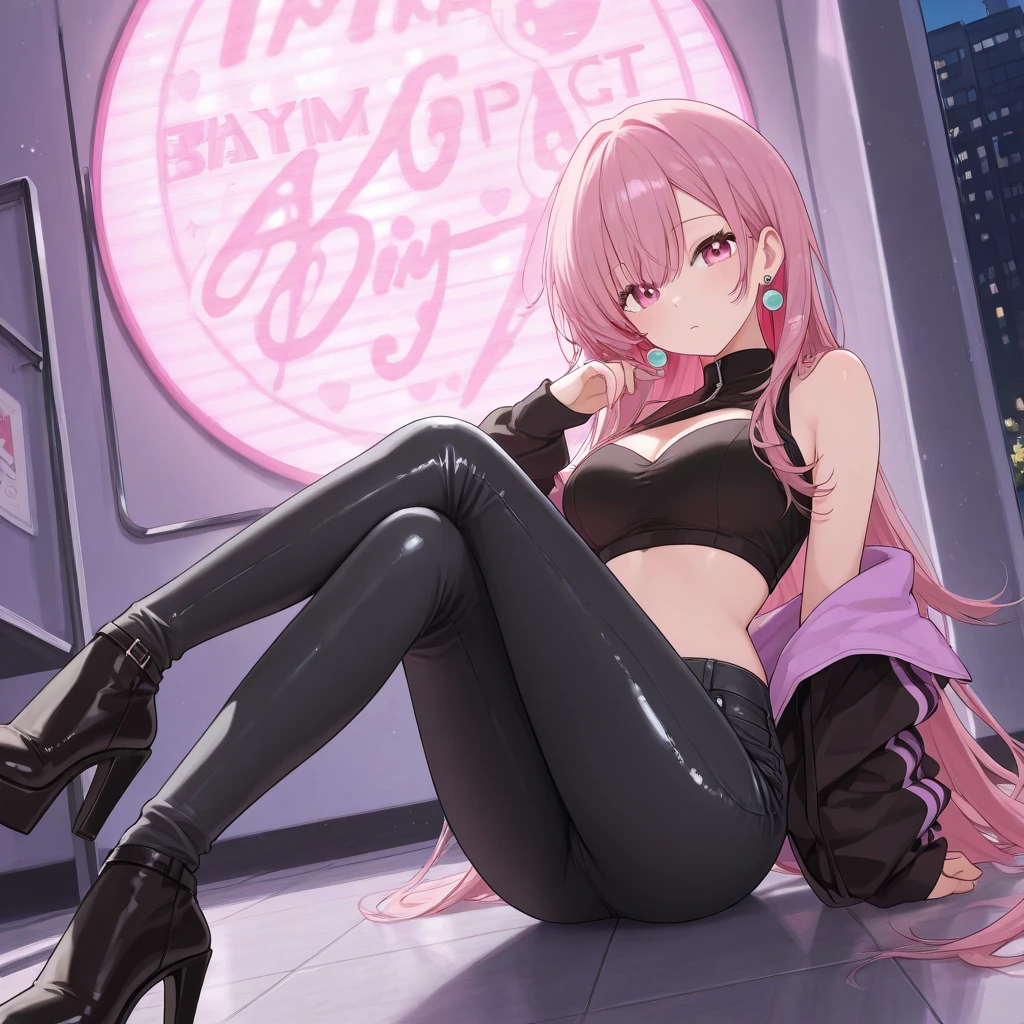 1girl, Yae Miko, wearing black lingerie, medium breasts covered in baby oil, breasts exposed, perfect lighting perfect girl, perfect world perfect design, innovative design, comfy room background, absurdres, high res, ultrasharp, 8K, masterpiece, looking at viewer, big butt