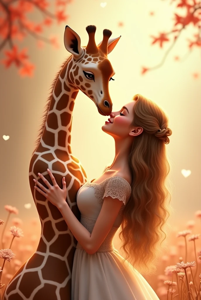 Draw a giraffe flirting with a woman