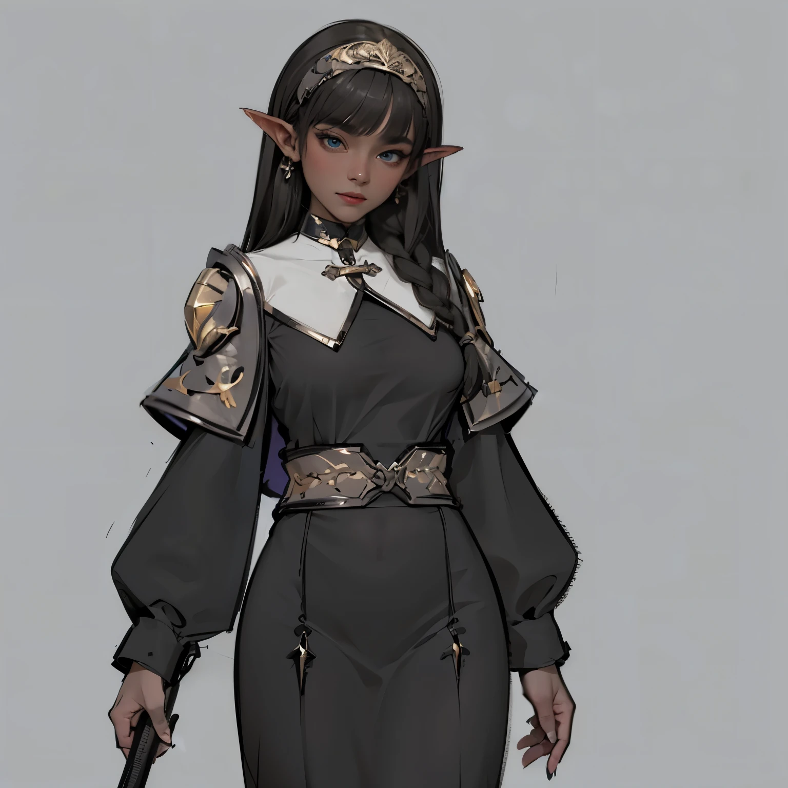 Three unique fantasy themed female portrait full-body artwork, detailed intricate, blue eyes, dark black skin