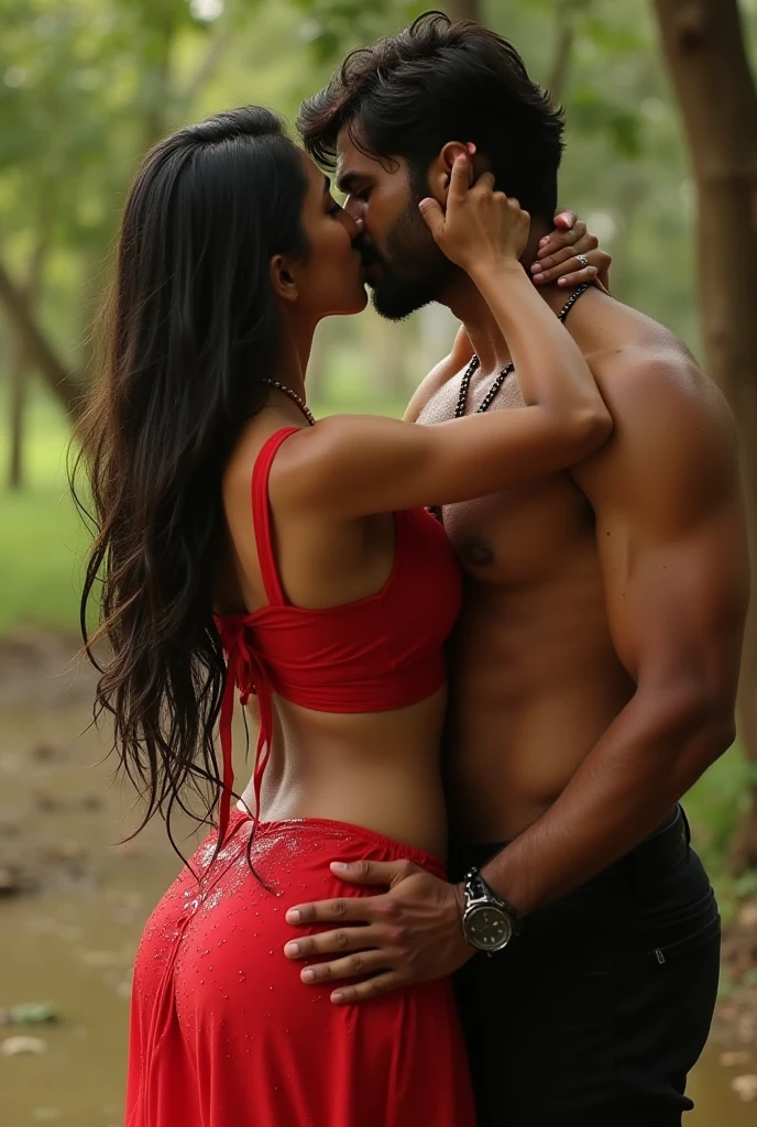 Prompt: A passionate encounter between an Indian man and woman, both exhibiting fair skin. The woman, in a nude body, showcases her ample cleavage and an enticing 13-inch length panis, positioned artfully on a bench. She adopts a v pose, displaying confidence and allure, while the man enjoys the moment with an intense, hard-core expression on his face. The scene is captured in a hard-core, xxx pose, showcasing the raw passion and pleasure of their sexual encounter.

Description: The image captures an intimate moment between an Indian man and woman, both of whom possess fair skin. The woman stands confidently on a bench,