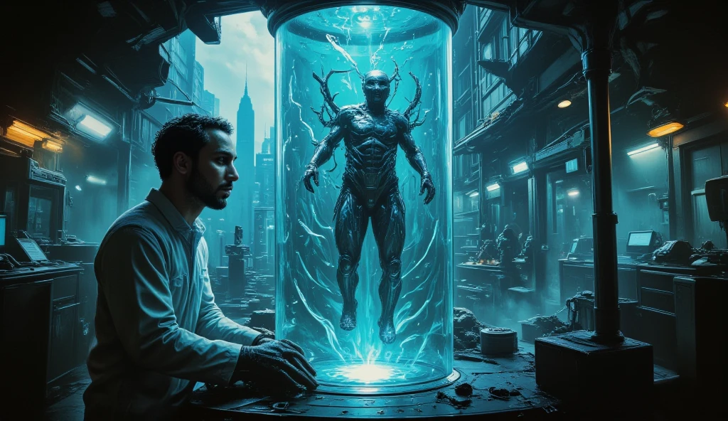 A secret high-tech laboratory hidden at the top of a towering ...