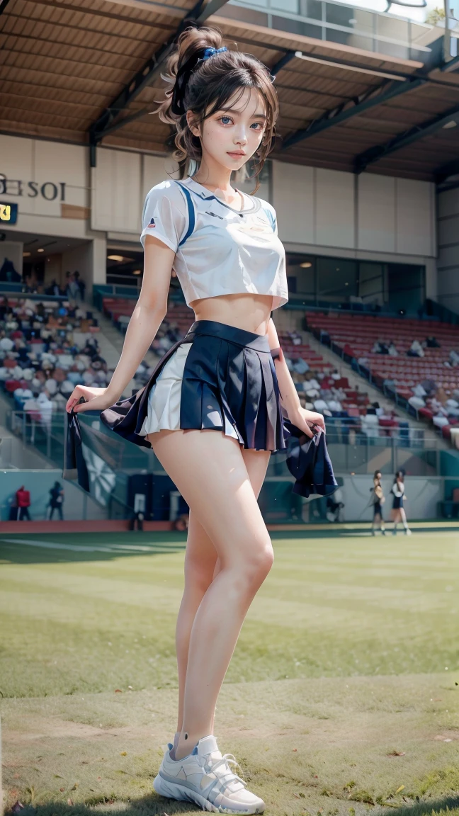 Pubic hair grows、Smile full of happiness、((:1.3))、、、Panting face、Lacking、After being attacked、Sweating、Expression in a state of excitement、short-hair、eye glass、((:1.1))、Pink panties seem to flicker、((1 beautiful girl)), extremely detailed CG unified 8k wallpaper, Highly detailed, RAW color photo, Professional Photography, Realistic, top-quality、hight resolution、ultra-detailliert、masterpiece、Raw photography、realisitic、Photorealsitic、extremely delicate and beautiful、finely detail、Textured skin、full-shot、(Sky from below)、1womanl、japanes、22year old、(Professional Baseball Team Cheerleading)、(Cheering seats in the stadium)、(beauitful face:1.5)、(Showing white panties:1.2)、(Highkick:1.5)、itting open legs、Open your crotch、(Pubic hair sticking out of panties)、Cheering uniform、(a miniskirt:1.5)、tall、Brown hair、Wearing makeup、(Bare legs:1.5)、Do not wear anything on your arm、perfectly proportions、(At SFW)