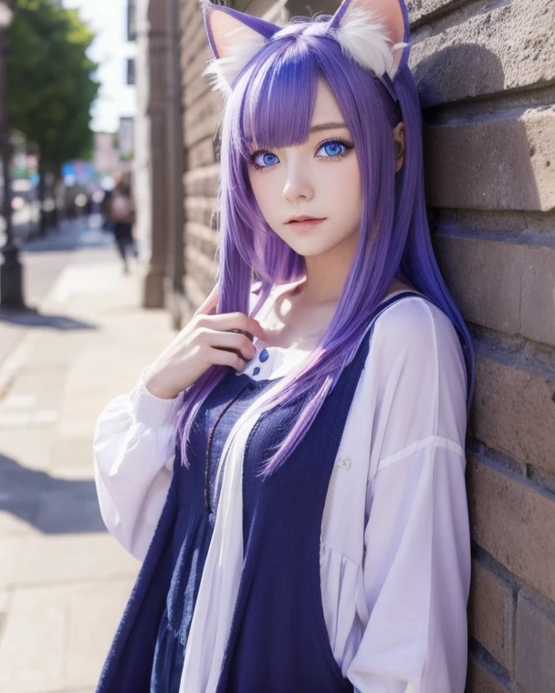 24 years old female,blue eye,rainow color hair,purple clothes,her sitting frozen forest,perfect femal character,perfect eye,perfect hair,perfect clothes,8k,relastic,hyper relastic,relastic face