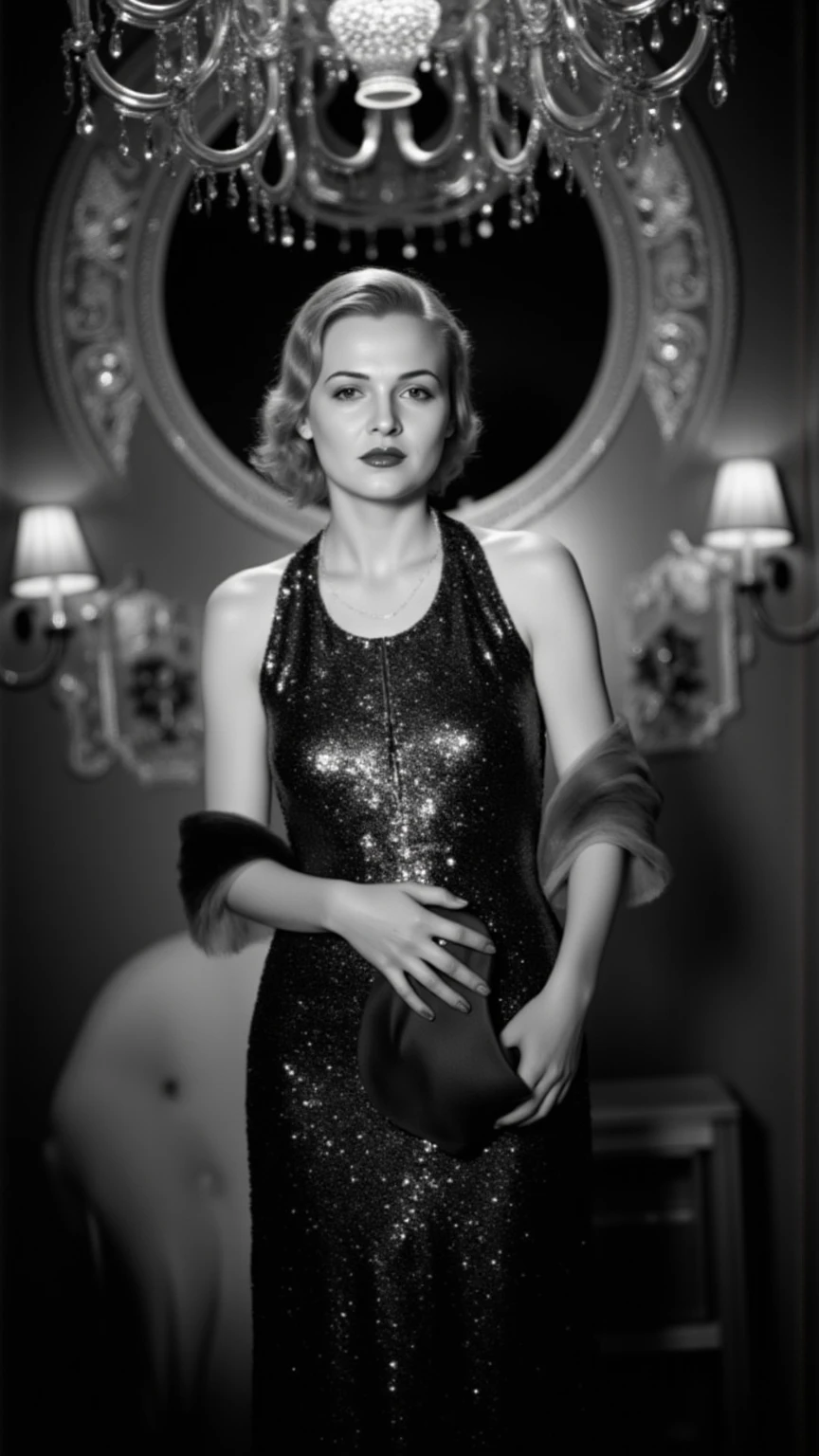 ((masterpiece)), (best quality), official art, extremely detailed CG, unity 8k wallpaper, ultra detailed, highly detailed,
<lora:film_noir_bistro:1>,
1girl, adult, 24yo, elegant dress, high heels, blonde hair, blue eyes,
film by Alfred Hitchcock,
Moody lighting, geometric patterns, windows, dark atmosphere, shadowy, vintage table,