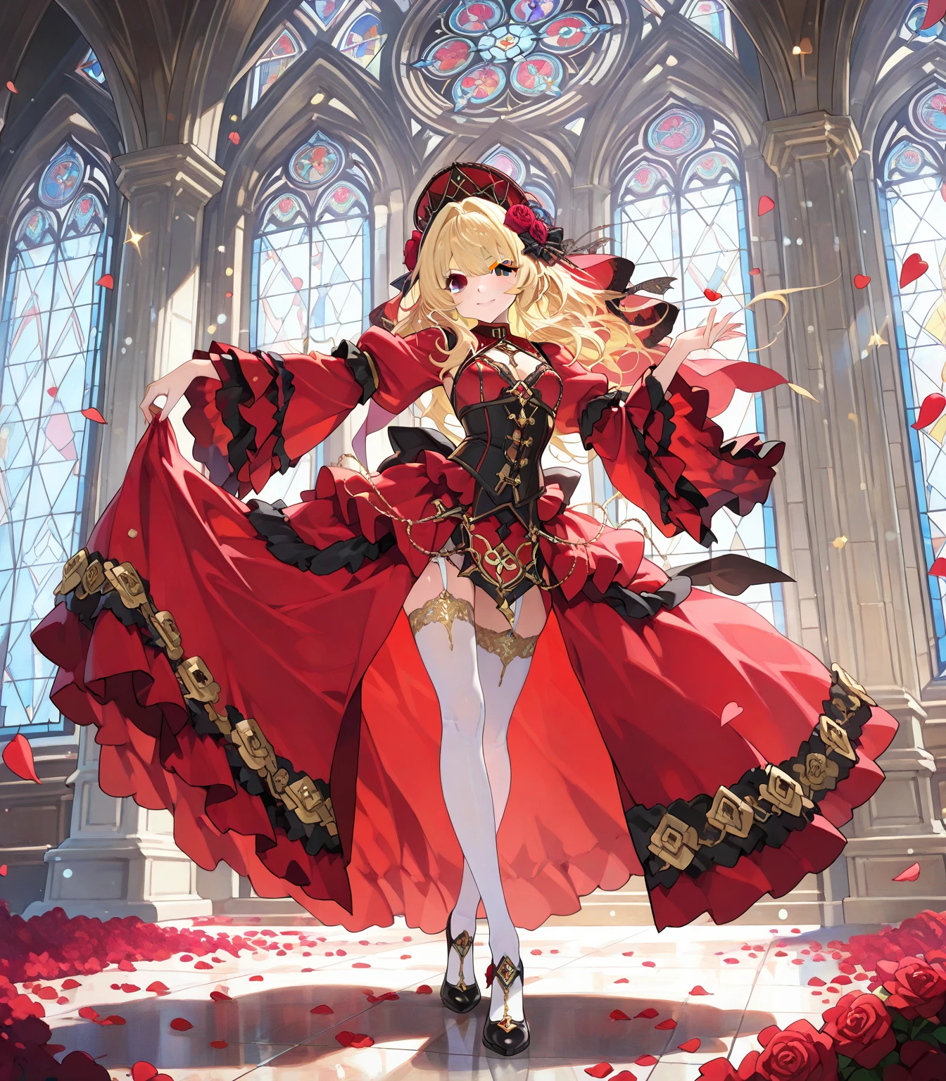 ((masterpiece)), (top-quality), (detaileds),4K resolution. 1 Girl Sharp Focus、a blond,Princess Cut,odd eye,Older sister,diet,long,Red Rosa,tiarra,Black Dress,curlyhair,small tit,small tits,Cool,Rose Dress,embroideries,oriental,A sexy,Sareme,garden,Sunnyday,blue-sky,Confetti、small nose,narrow nose and small nose,,,,,,,,,,,,,,,,,,,,,,,,,,,,,,,,High small nose,small nostrils,see -through,Full body like,oblique,1girl in,Golden hair color,Light hair color,Beige hair color,Rosa,Red Rose,Rosa,Red Rose,Rose Dress,weddingdress,Arm Cover,Adults,adult lady,veils,Kamimei,Red Rose,Rosa,Rosa,Rosa,Rosa,Rosa,Red Rose,Big sister,adult lady,adult lady,adult lady,,adult lady,adult lady,Adult Women Mermaid Dresses,Mermaid Dresses,corsets,corsets,corsets,corsets,A smile,Straight bangs