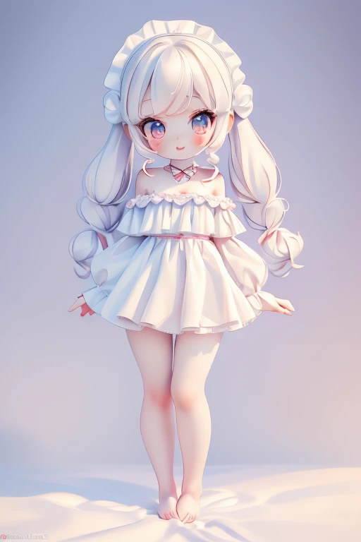 (((petite bishojo, ))), ((kawaii face)), ((kawaii eyes)), ((masterpiece)), ((best quality)), ((ultra detailed)), (exquisite), (depth), (crisp), ((8k)), ((beautiful and aesthetic)), (super detailed skin), ((high standard)), ((highres)), ((perfect anatomy)), (full body), (blush), (lipstick), ((kawaii pose)), (strap slip), (barefoot), (white, blue, black)
