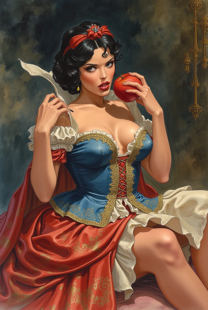 nsfw, young snow white, nude, big breasts, 1990s playboy magazine, centerfold, playboy playmate