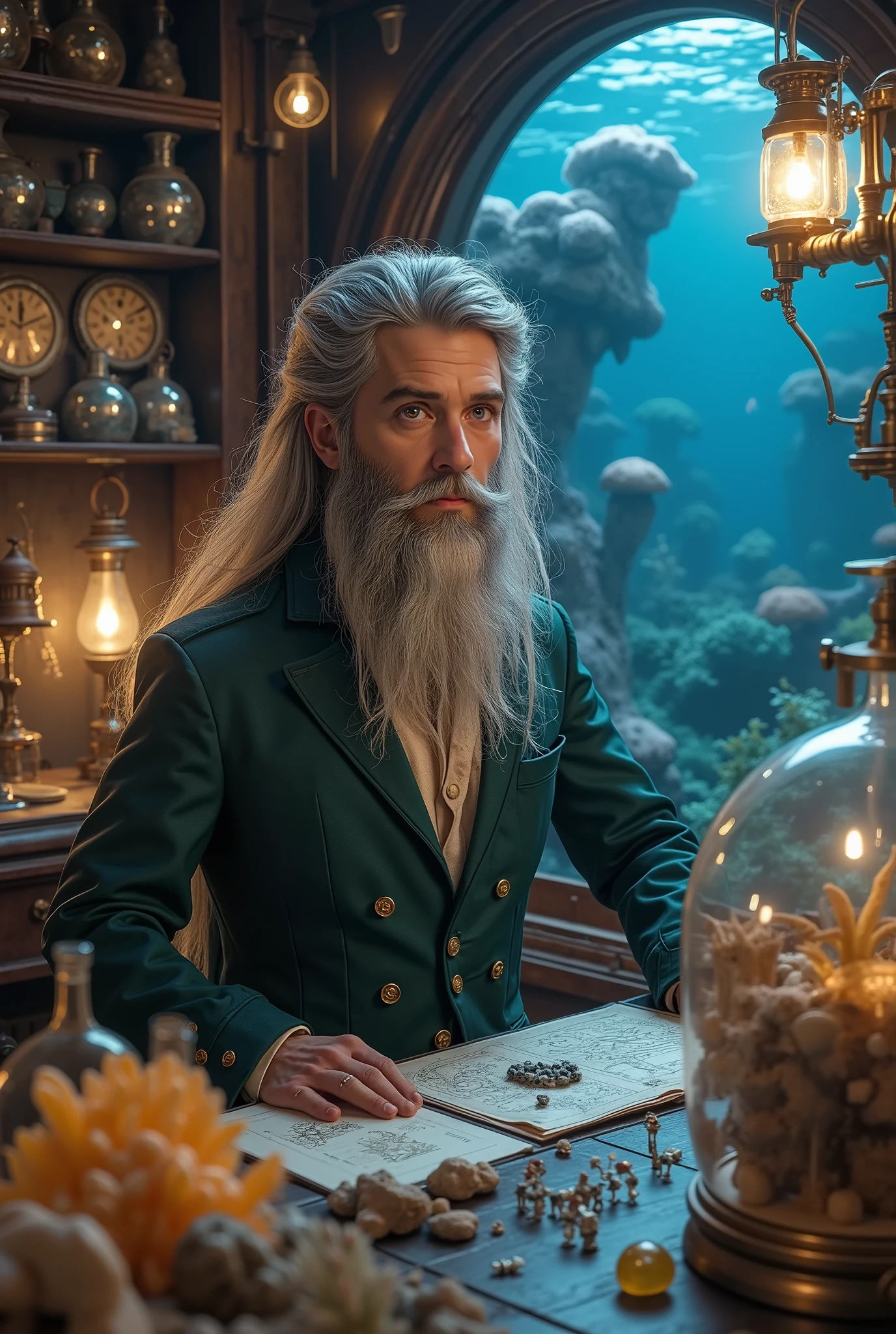 Disney's Magic 、Captain Nemo、 Inside 、20, Mineral Specimen on a Thousand Mile Seabed 、潜水艦内部のCaptain Nemoの実験室、 Mr..々 Aquatic Specimen 、 Mr..々In the sea 、nautical chart、 Inside の模型