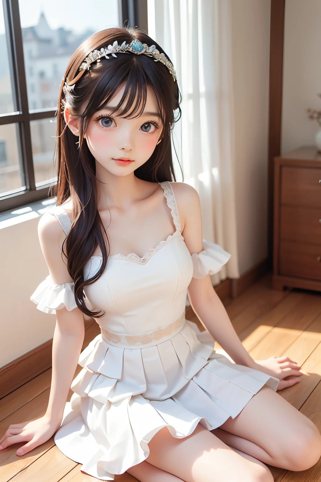 She is a ballerina,,,(she is standing,,model posing:1.3),,,,(pink lipstick:1.2),,,,(Svelte Body:1.5),,,,,,,,,,UHD, anatomically correct, super detail, high details, best quality, 8k , depth of field,,,1 female,,(28 years old:1.2),,,(short hair,Lower ponytail,black hair:1.2),,,,,,(Wearing a white tutu and a white ballet dress:1.3),,hair ribbon, highleg,Flat breast,(collarbone:1.4), (cameltoe:1.1),, covered nipples,abs