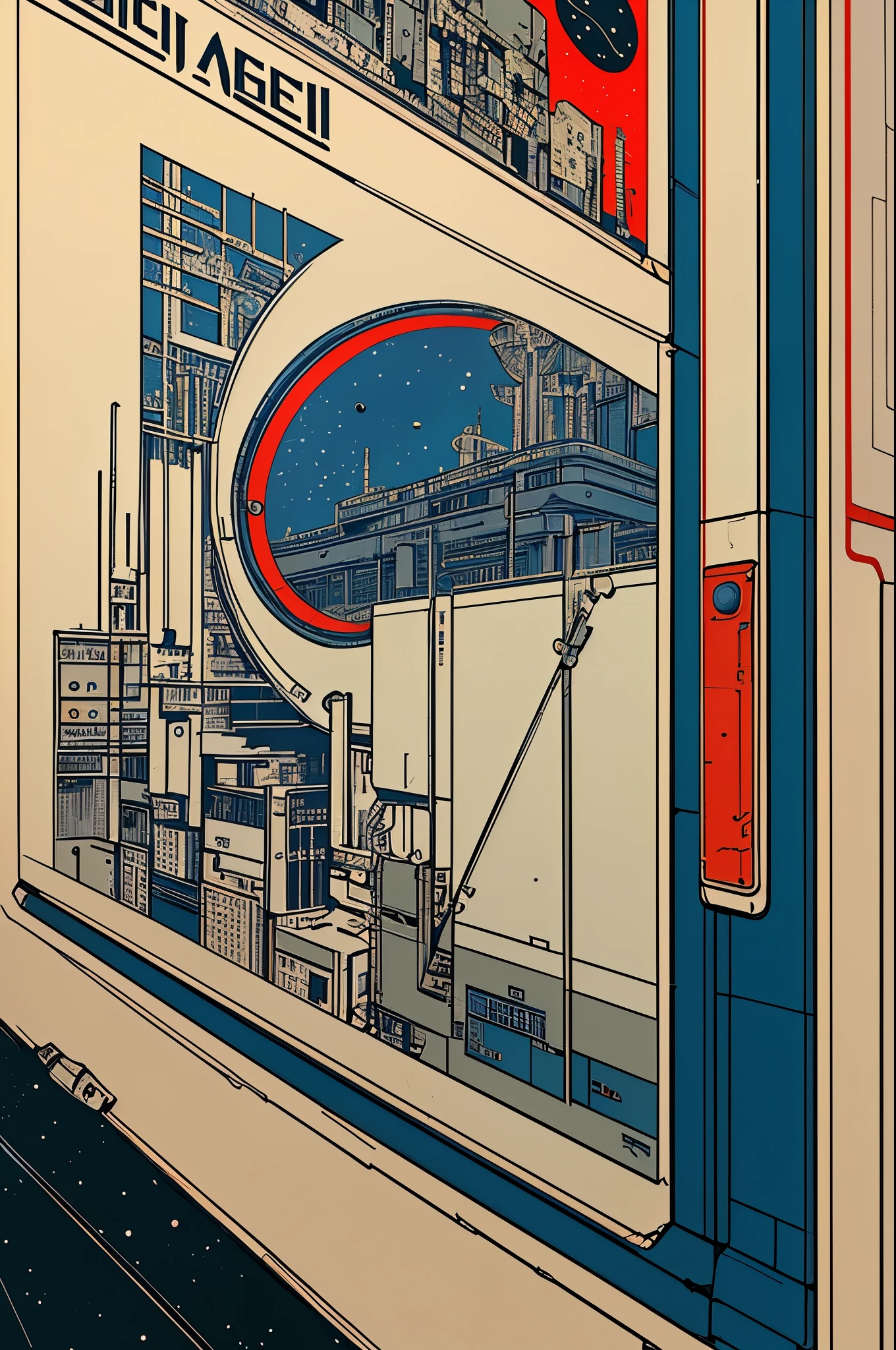 (((masterpiece,best quality))),32K Wallpaper,((( very detailed poster))),retro vintage,sci-fi,(((space thriller cinematic movie poster))),(((Bauhaus))),(((mid-century modern))),(((outer heaven))),(solo1girl :1.2)