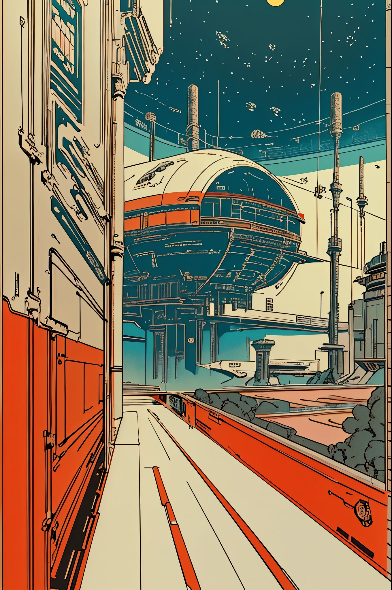 (((masterpiece,best quality))),32K Wallpaper,((( very detailed poster))),retro vintage,sci-fi,(((space thriller cinematic movie poster))),(((Bauhaus))),(((mid-century modern))),(((integral))),(((substance))),