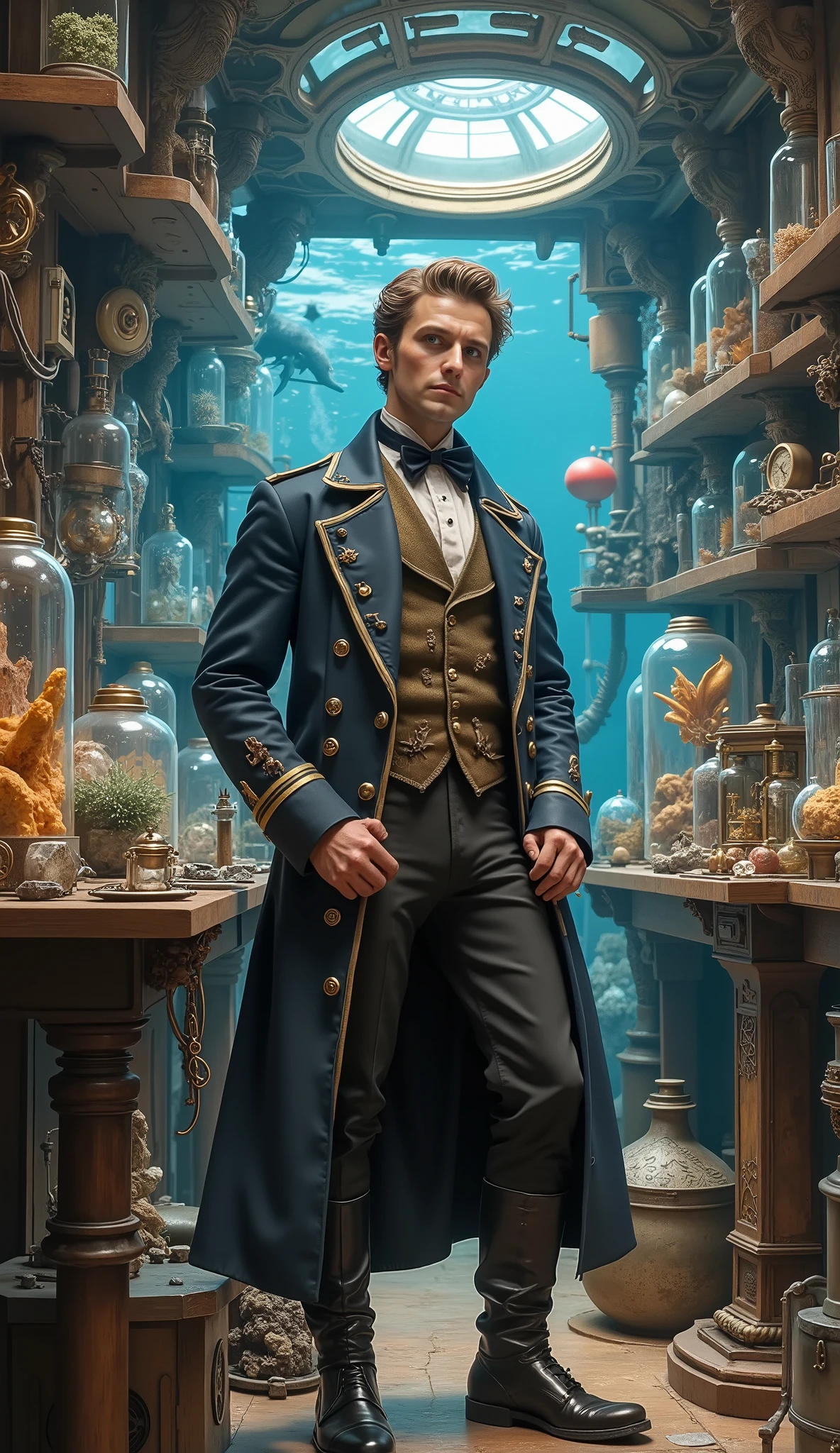Disney magic 、Captain Nemo、submarine、20,000 miles under the sea、潜水艦内部のCaptain Nemoの実験室、Mr.々 underwater life specimens 、Mr.々What mineral specimens 、nautical chart、submarineの模型