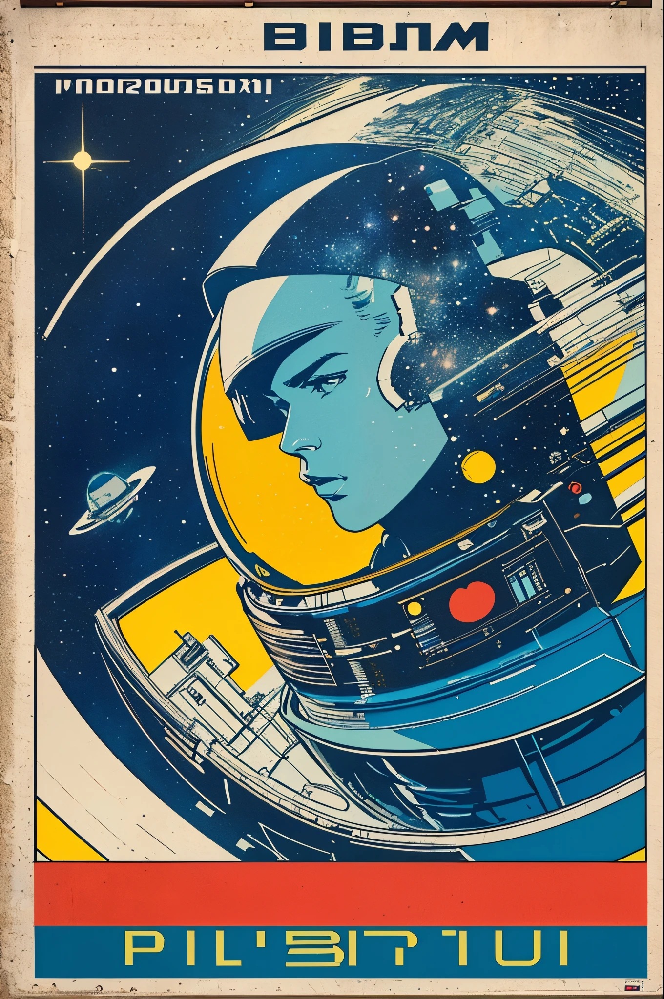 (((masterpiece,best quality))),32K Wallpaper,((( very detailed poster))),retro vintage,sci-fi,(((space thriller cinematic movie poster))),(((Bauhaus))),(((mid-century modern))),(((ultimate galaxy))),(solo1girl :1.2)
